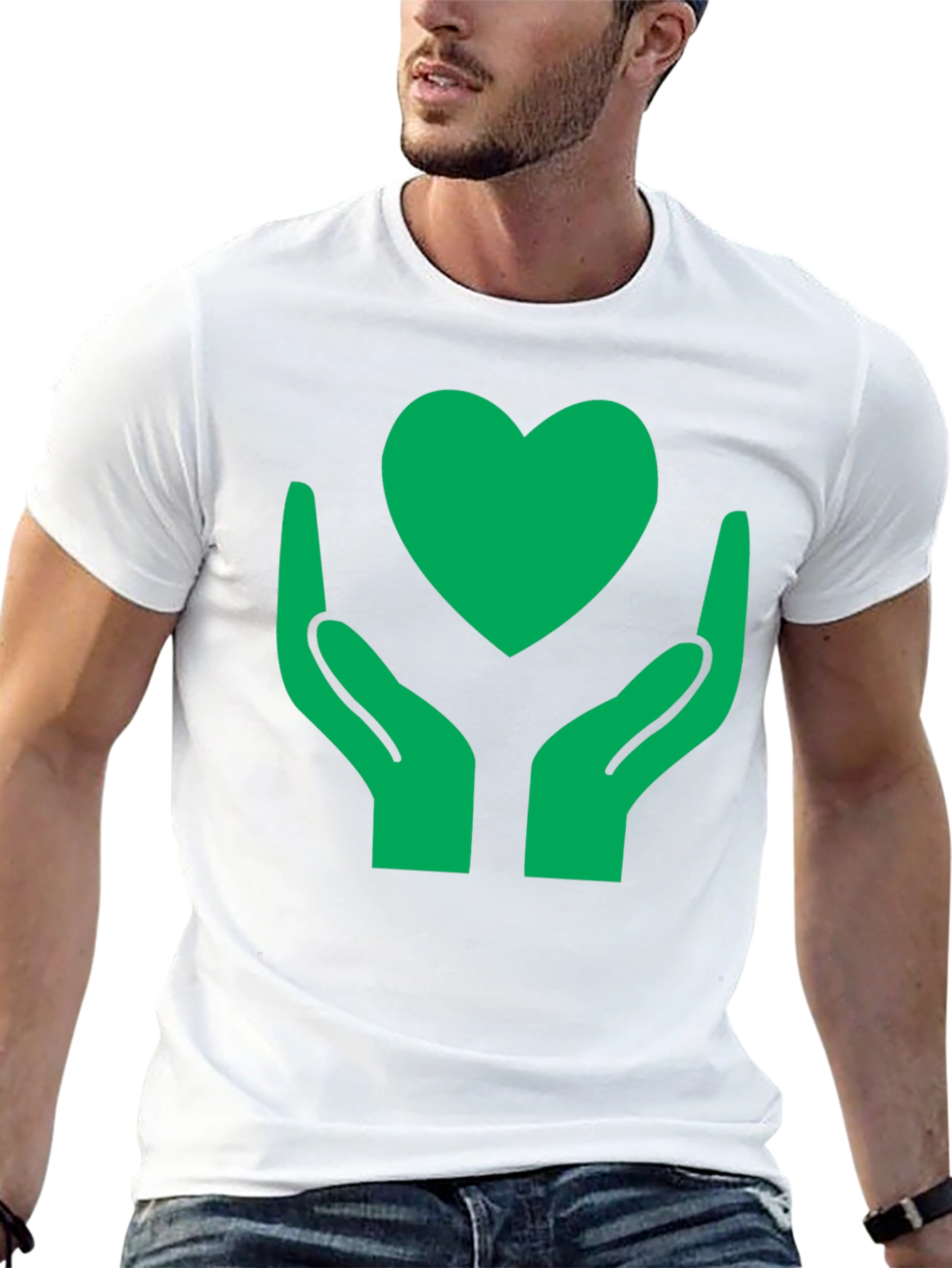 Hands Holding Heart Graphic Tee - Black