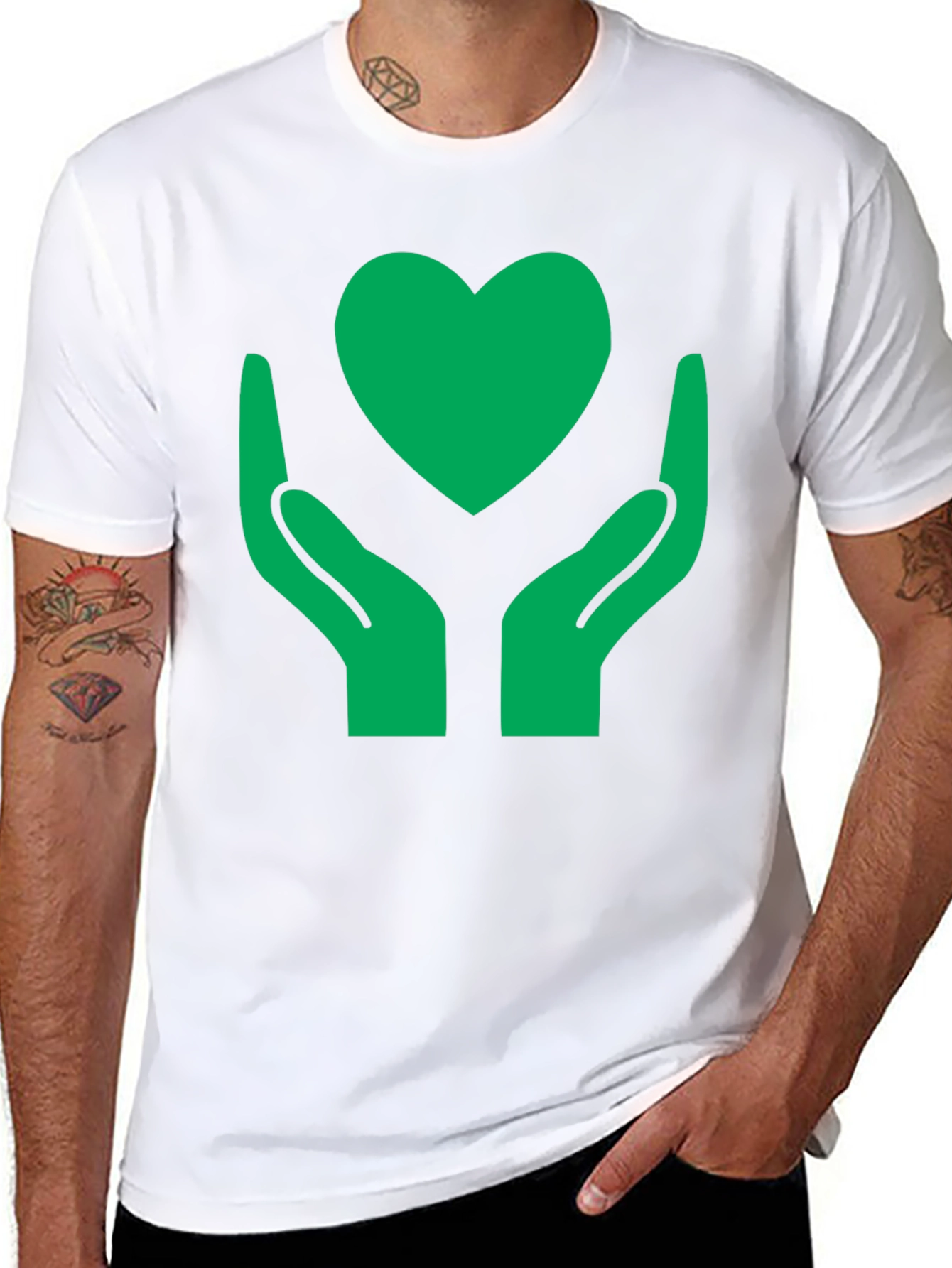Hands Holding Heart Graphic Tee - Black