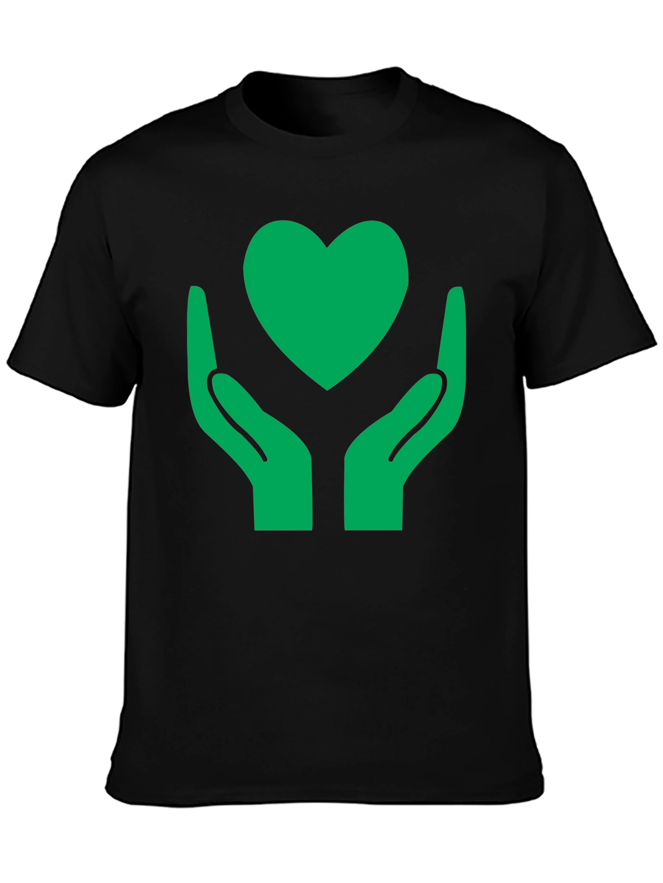 Hands Holding Heart Graphic Tee - Black