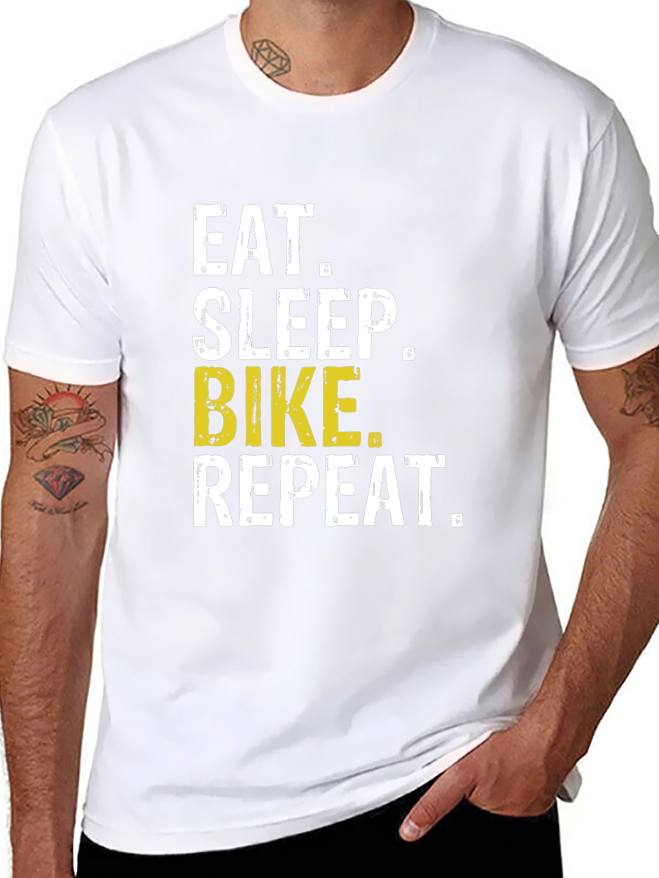 Eat Sleep Bike Repeat T-Shirt - Black Casual Tee