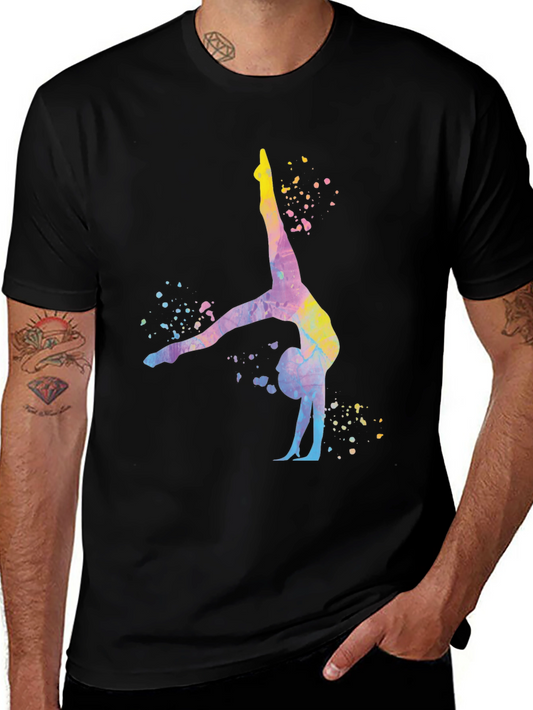 Gymnast Watercolor Graphic Black T-Shirt