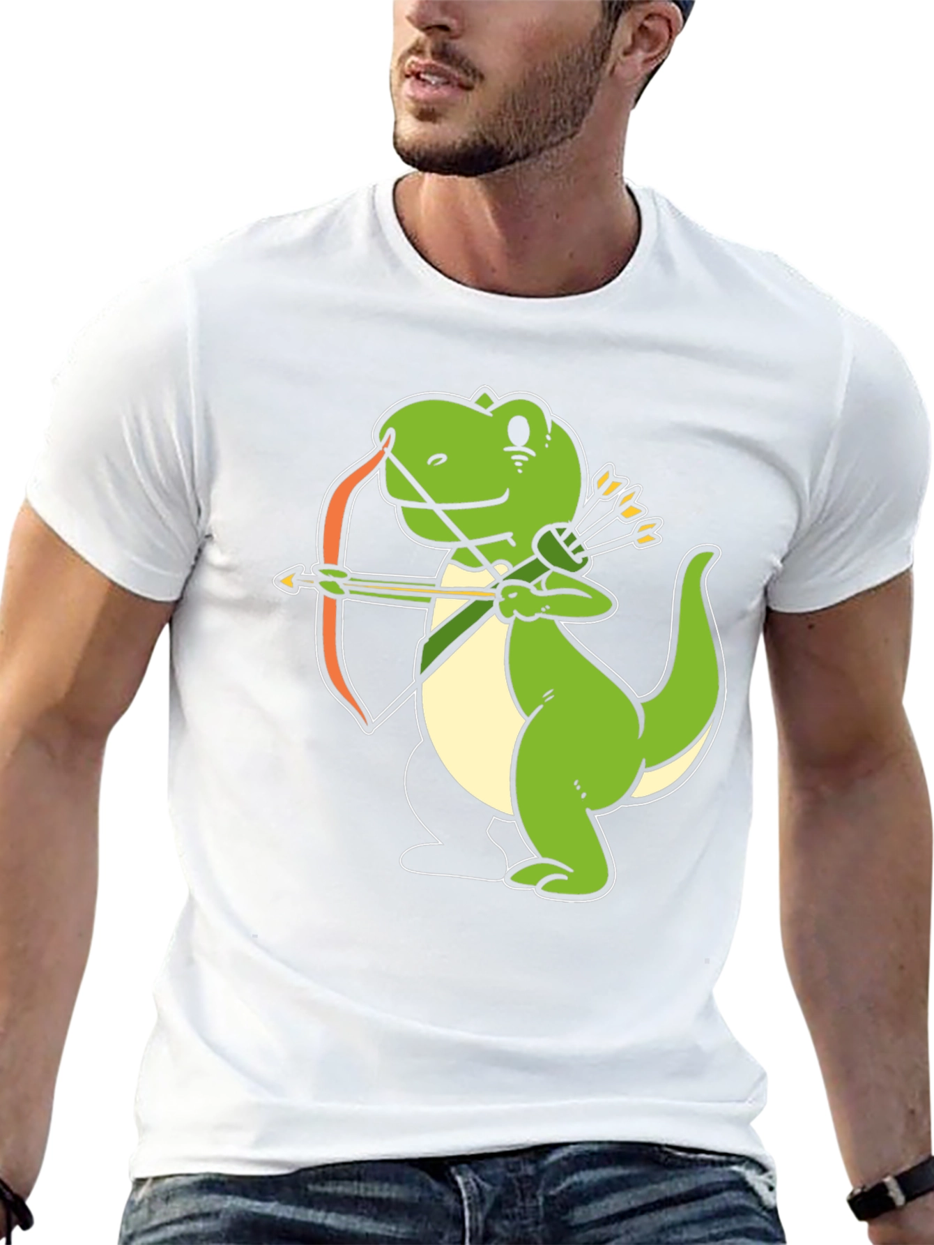 Dino Archer Black T-Shirt - Fun Novelty Tee