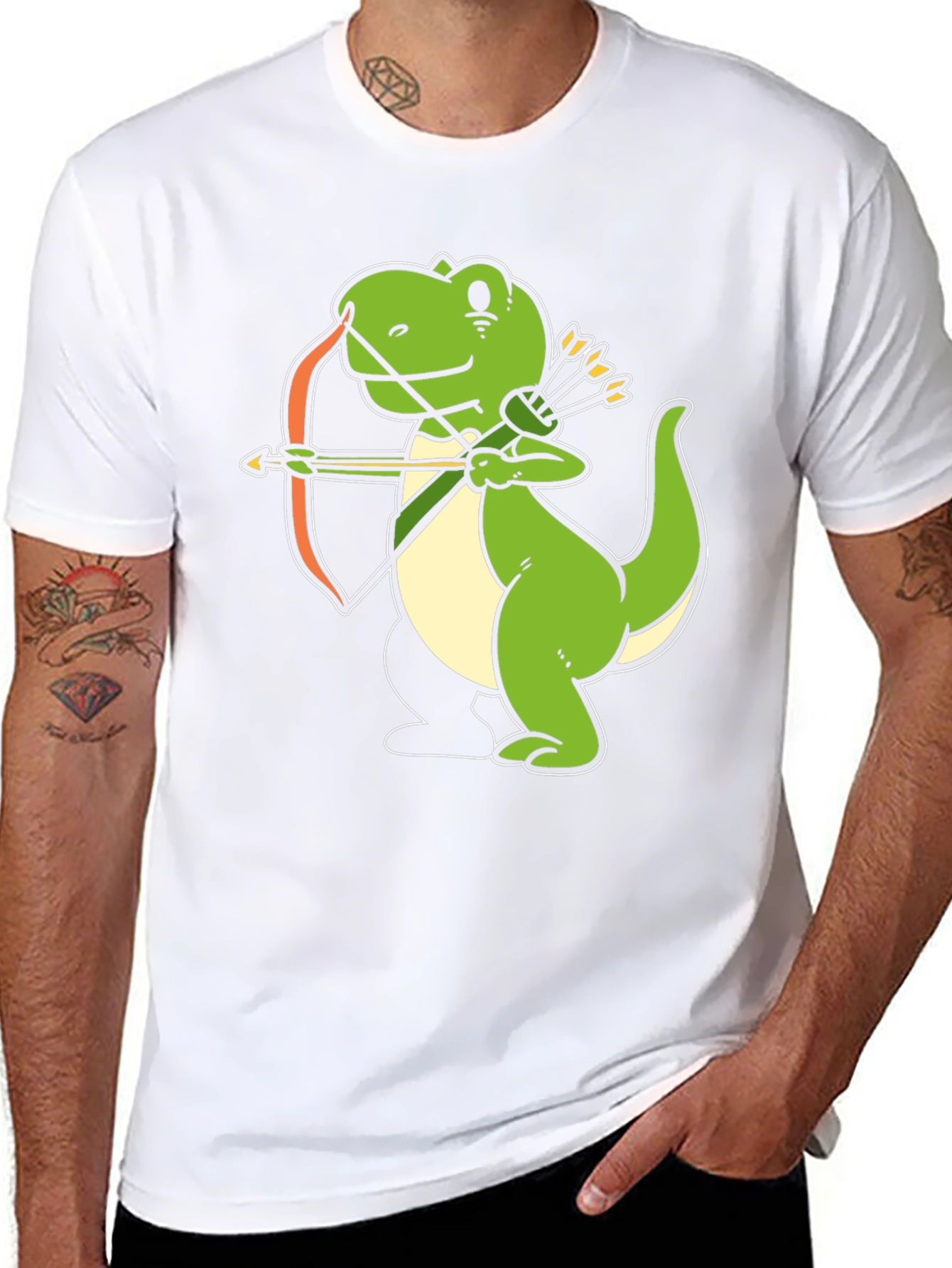 Dino Archer Black T-Shirt - Fun Novelty Tee
