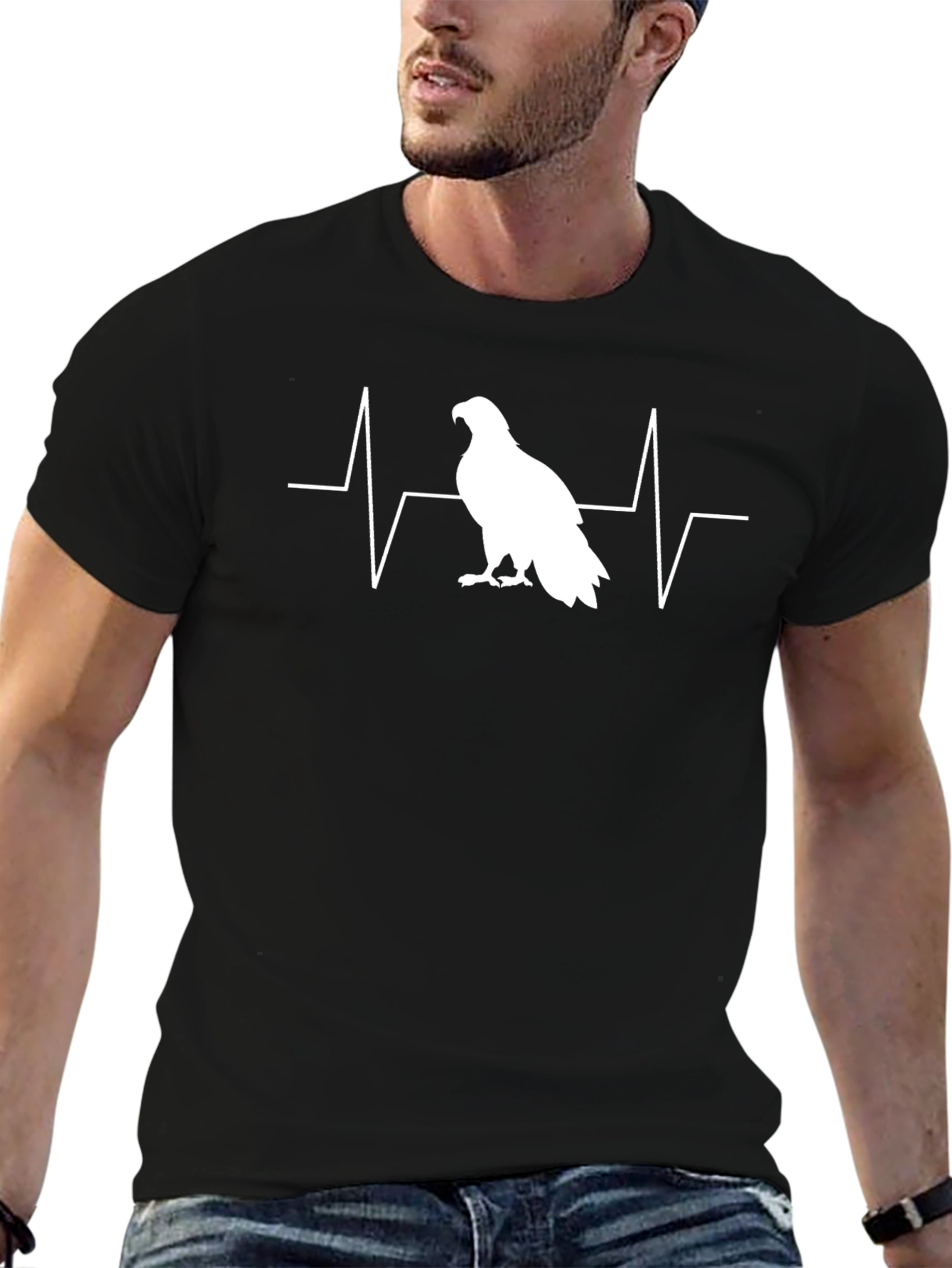 Eagle Heartbeat T-Shirt - Black Graphic Tee