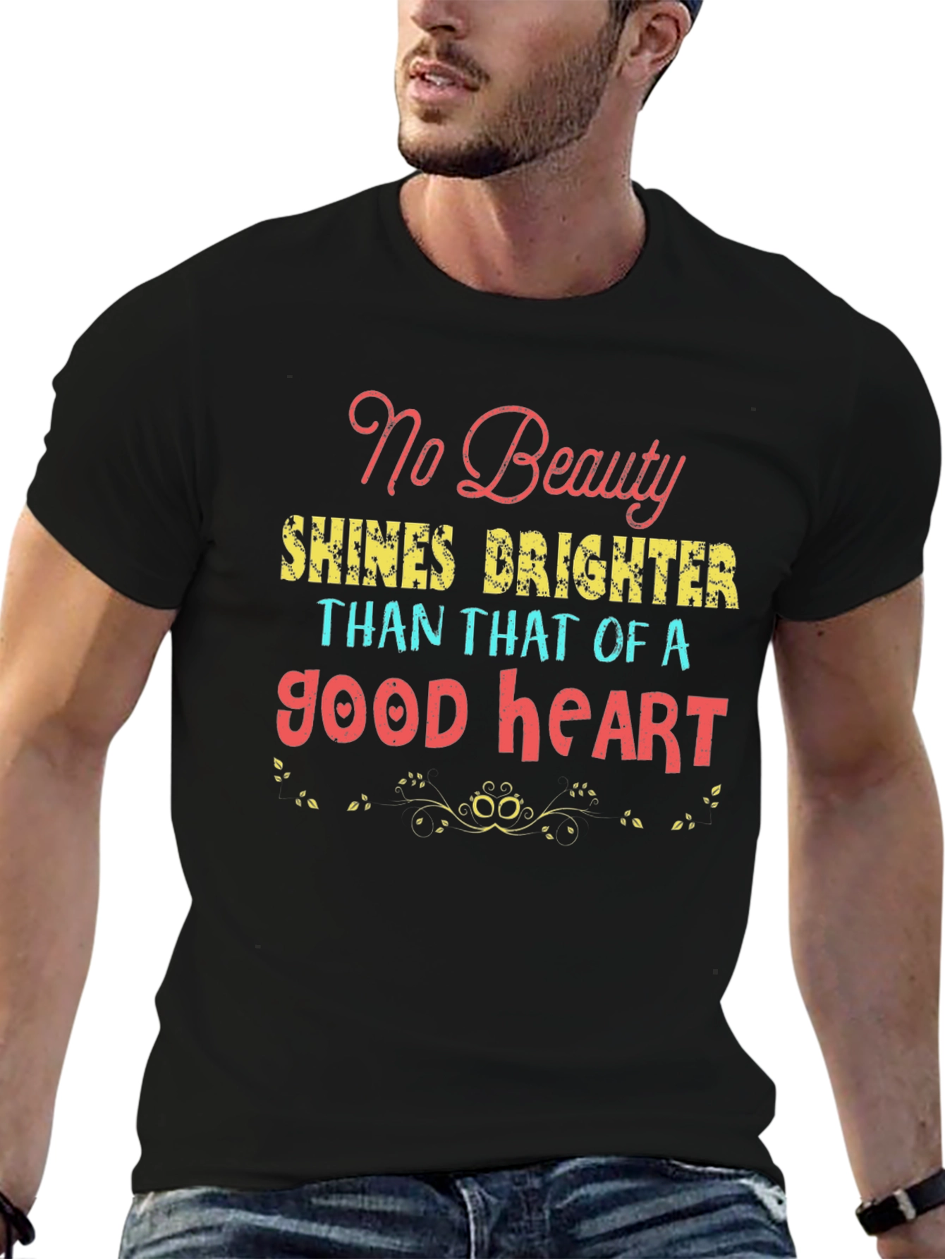 Inspirational Good Heart Graphic Tee - Black