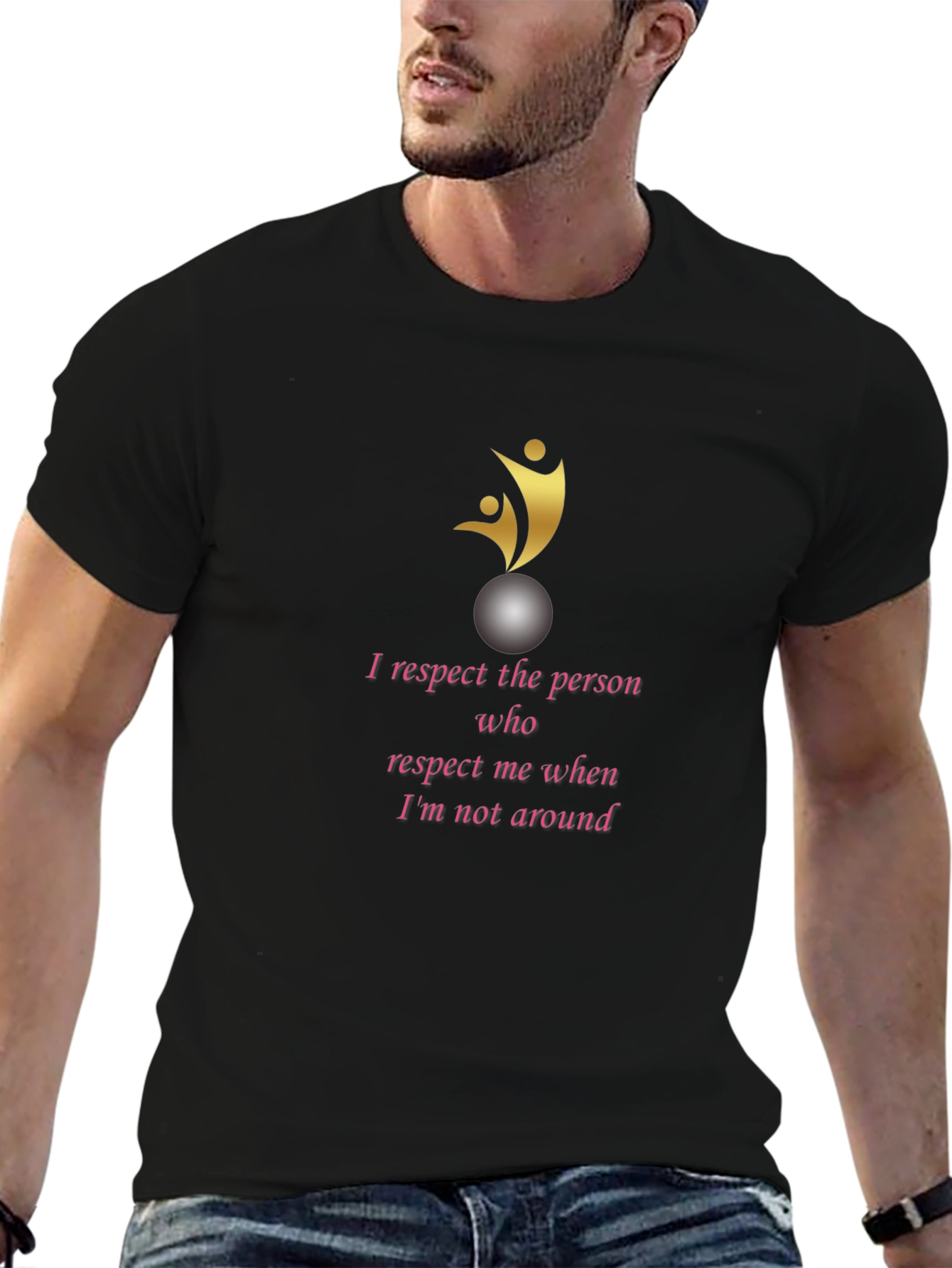 Respectful Statement Graphic T-Shirt - Black