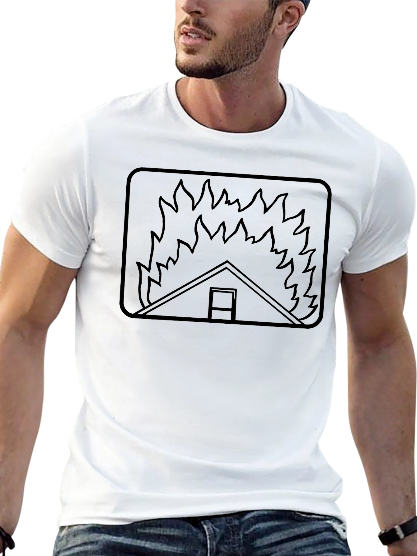 Burning House Graphic Tee - Unisex Black T-Shirt