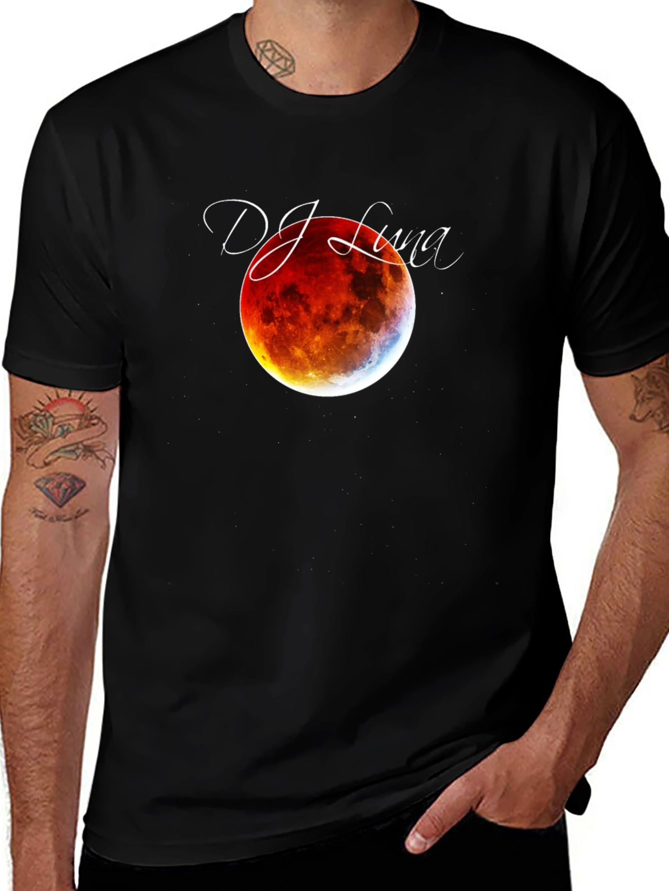 DJ Luna Lunar Eclipse Graphic Tee - Black Cotton