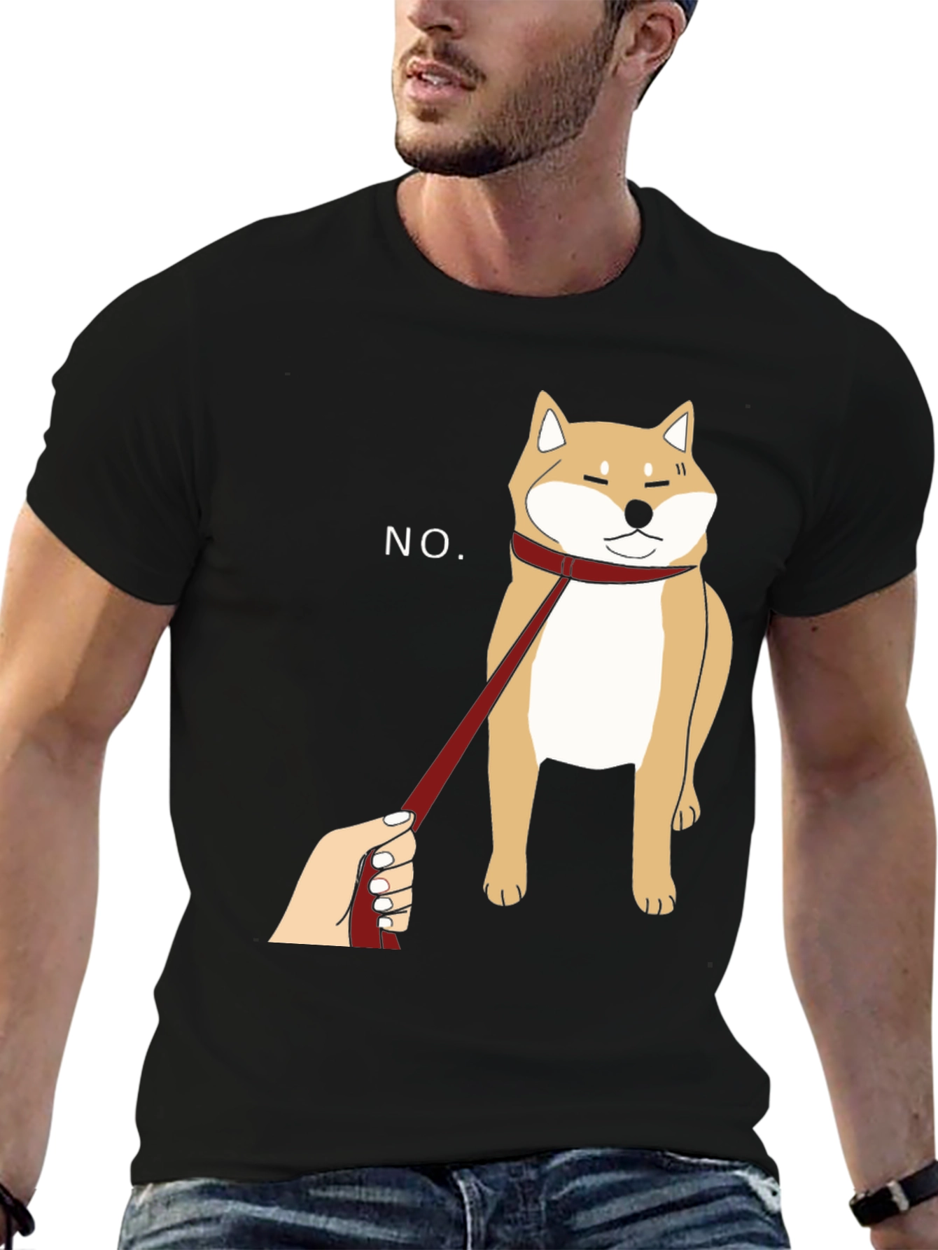 Funny Shiba Inu NO Graphic Tee - Black