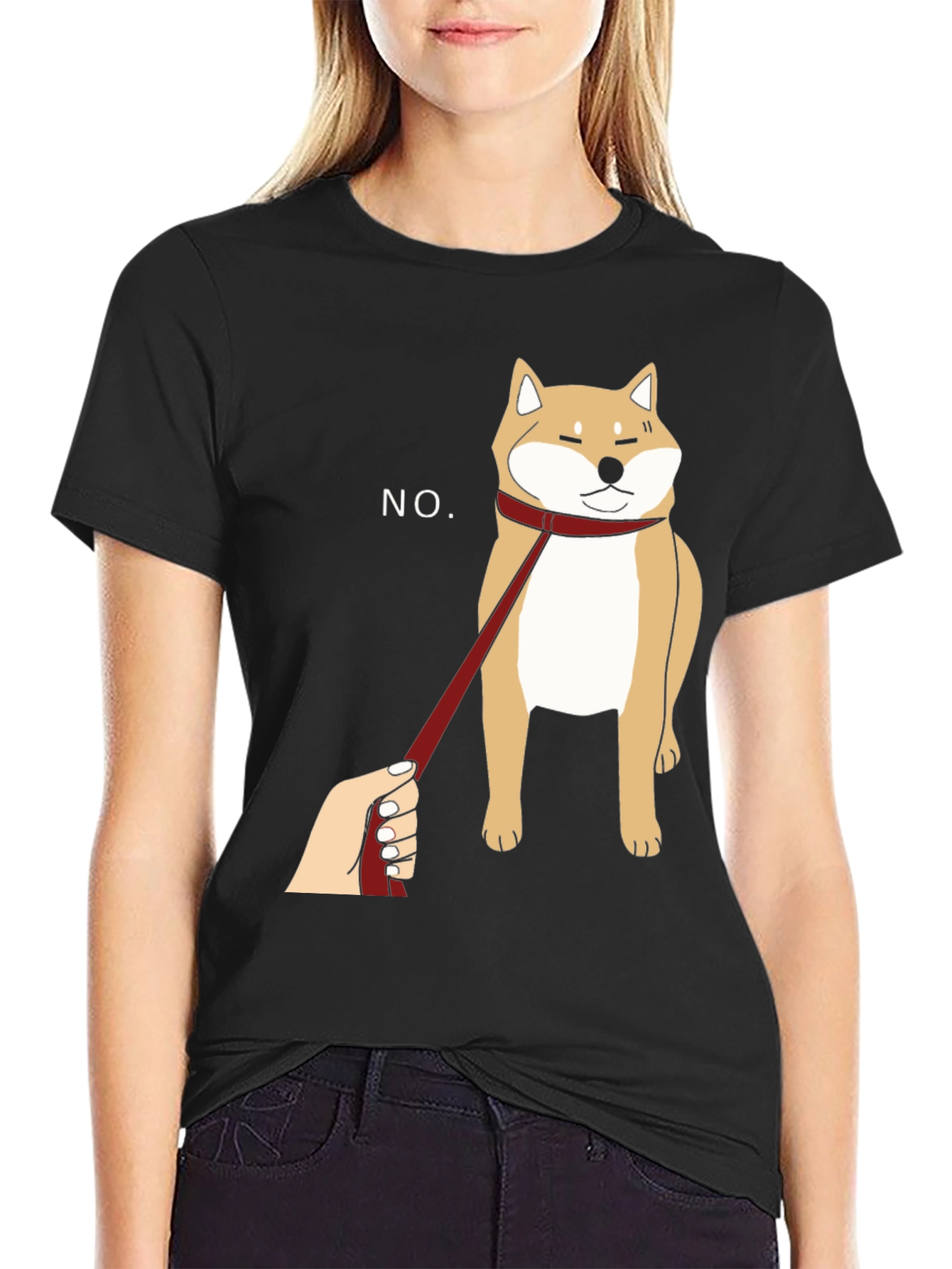 Funny Shiba Inu NO Graphic Tee - Black