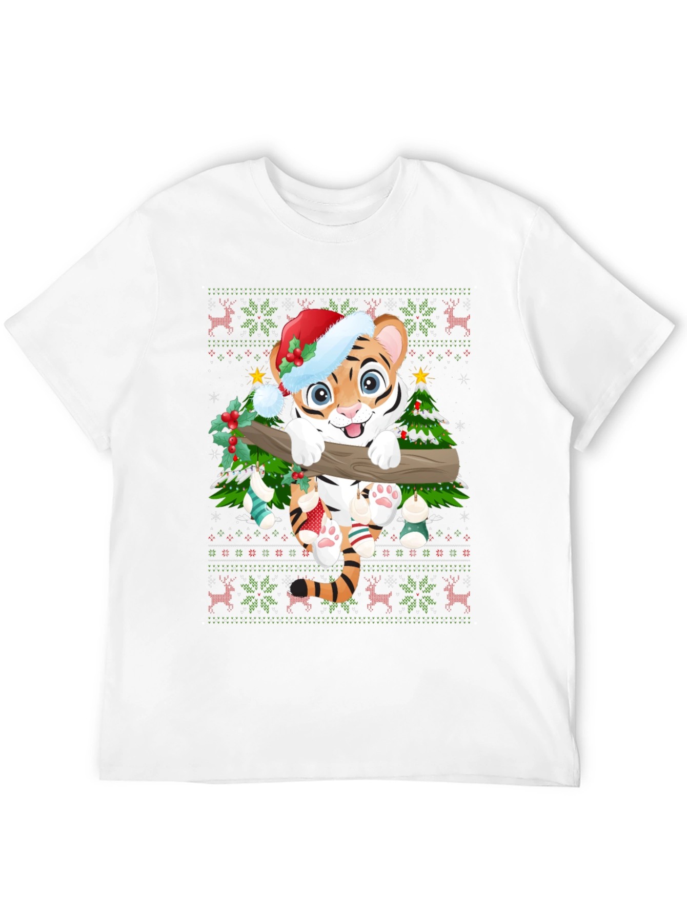 Festive Tiger Christmas Graphic Tee