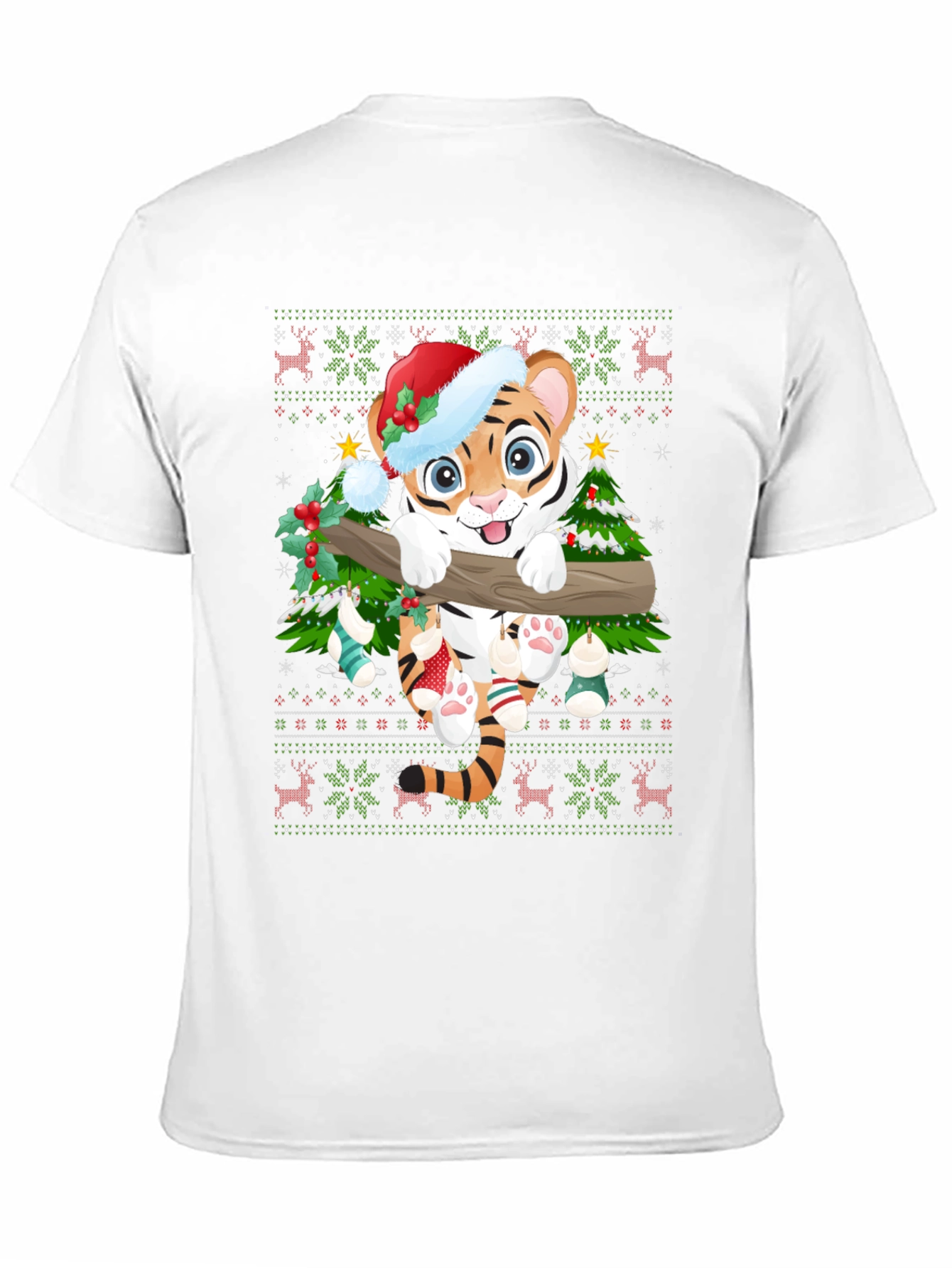 Festive Tiger Christmas Graphic Tee