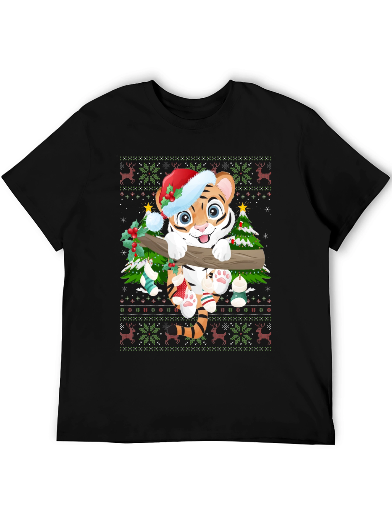 Festive Tiger Christmas Graphic Tee