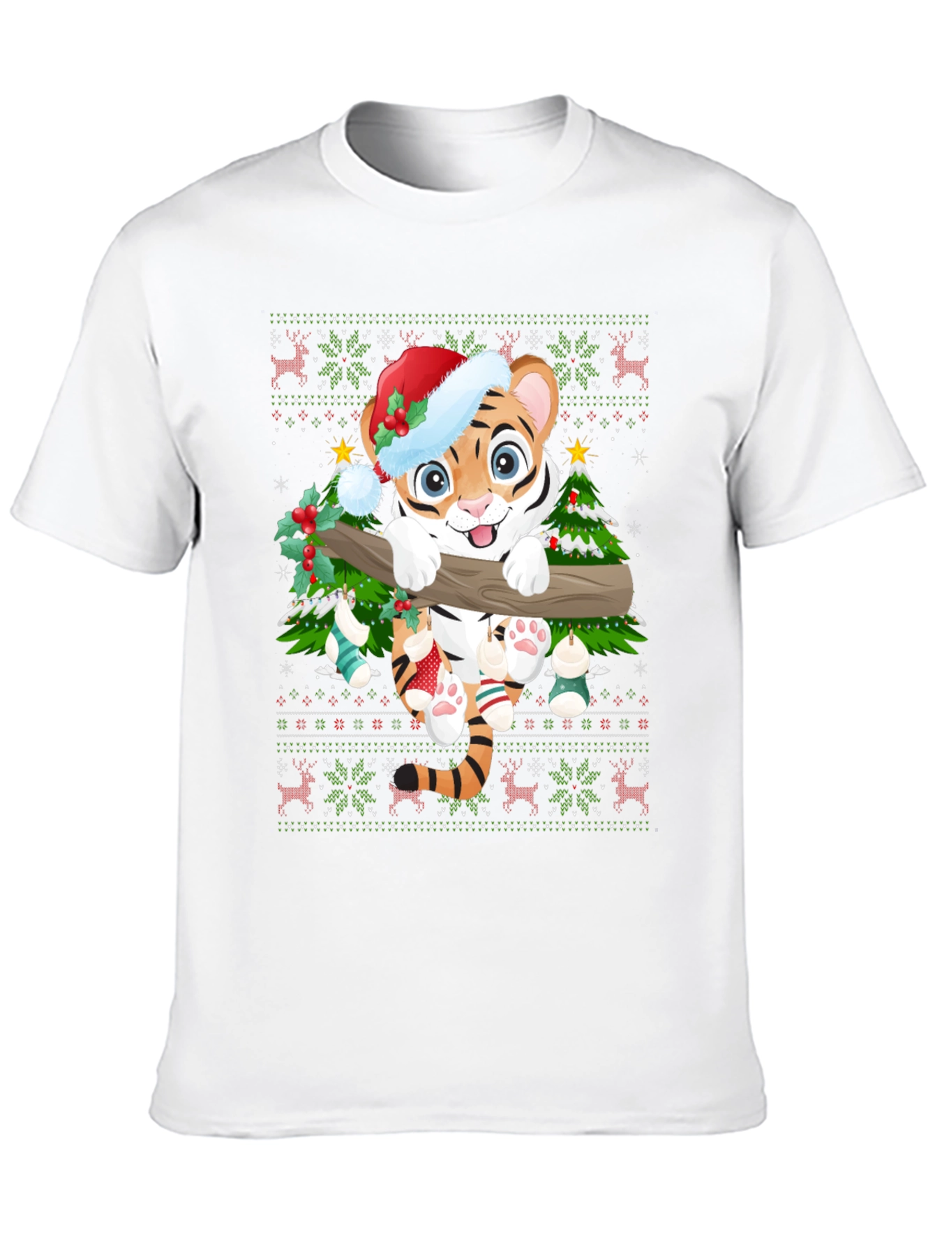 Festive Tiger Christmas Graphic Tee