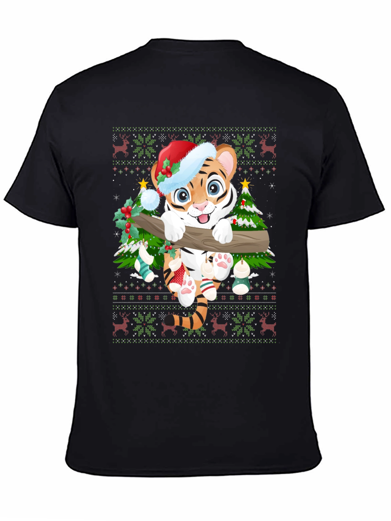 Festive Tiger Christmas Graphic Tee