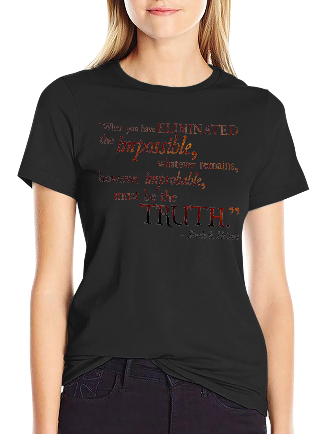 Truth Sherlock Holmes Quote Black T-Shirt