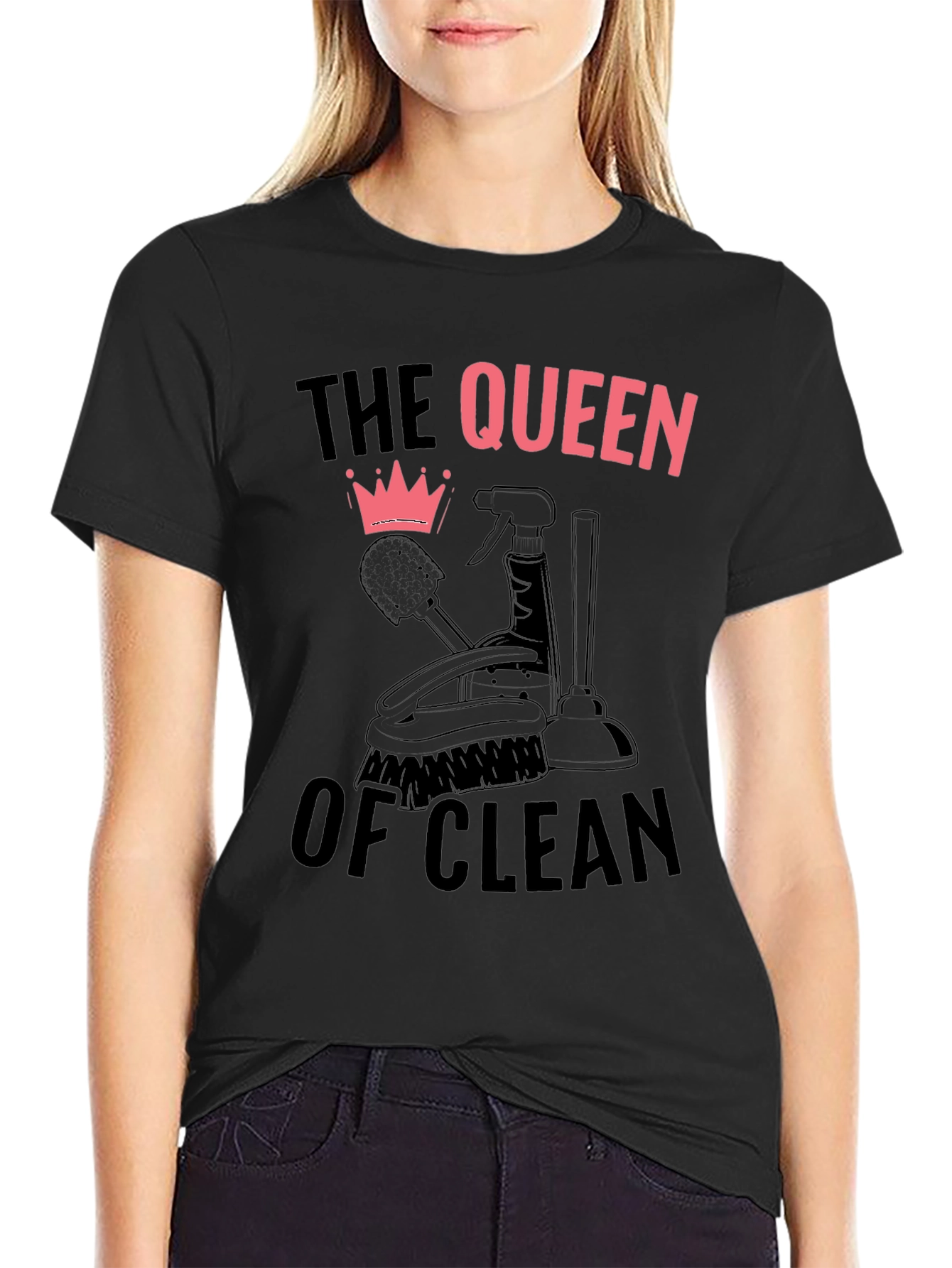 Queen of Clean Black Graphic T-Shirt