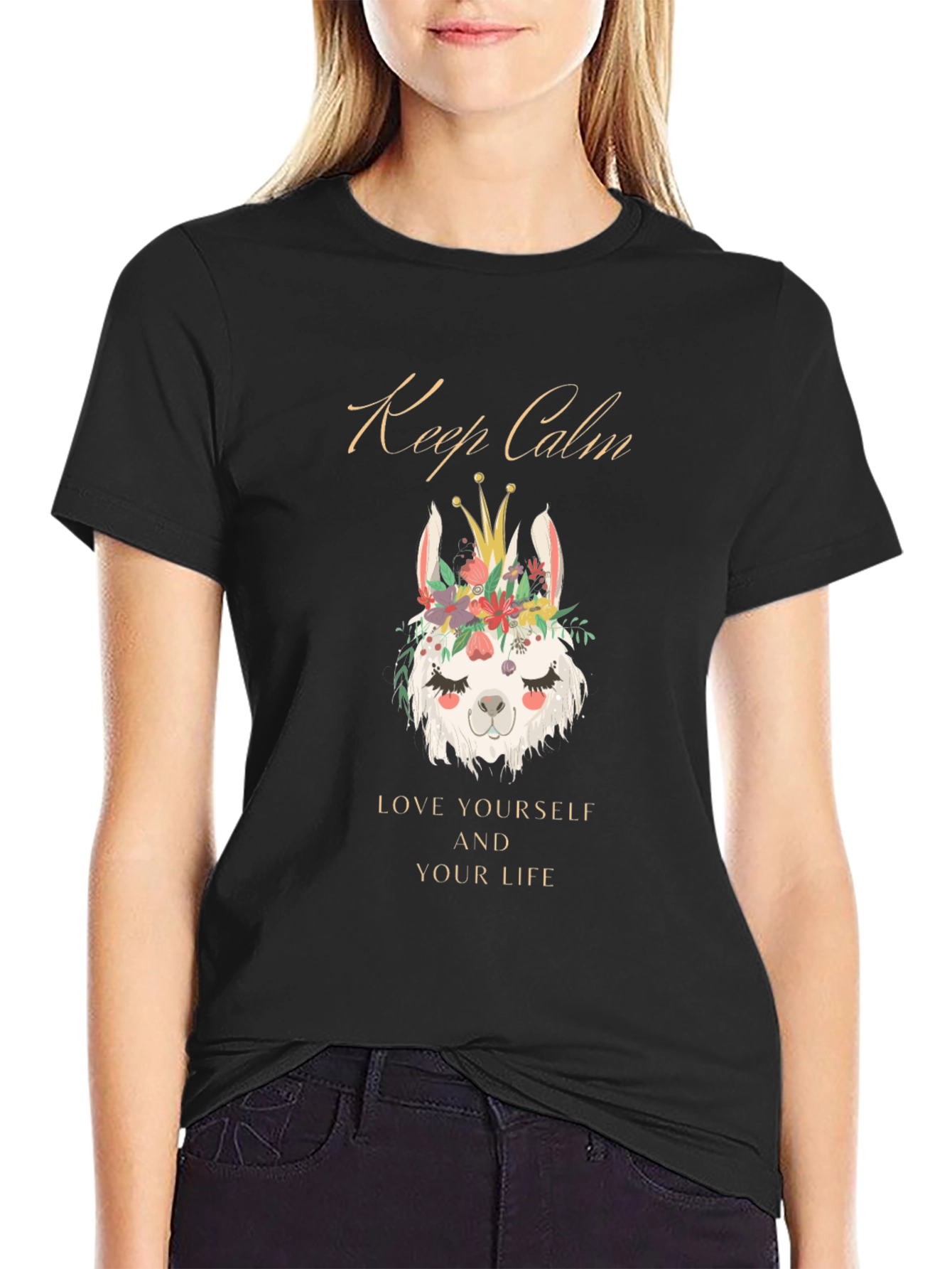 Keep Calm Llama Graphic Tee - Soft Cotton Blend