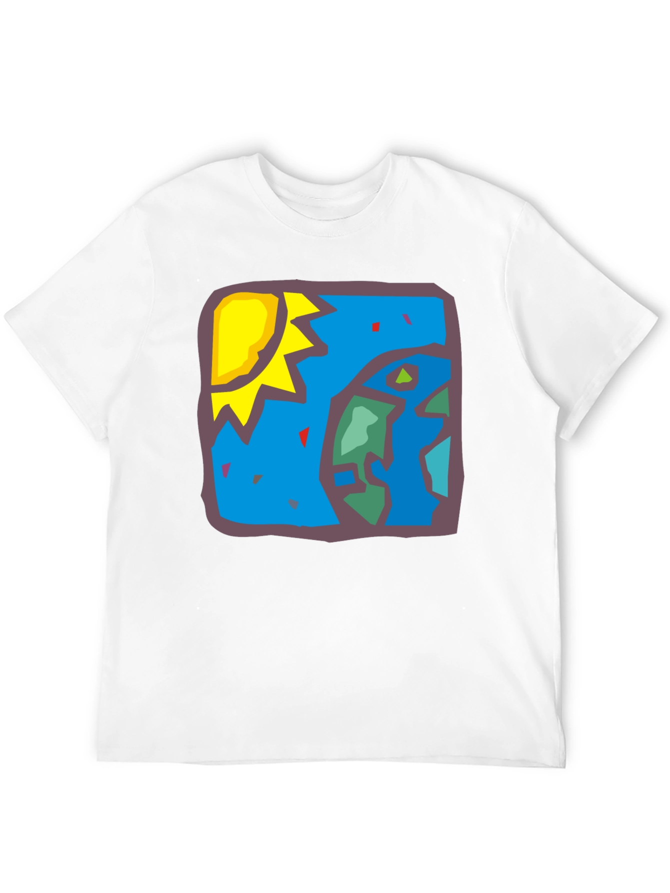 Abstract Earth Sun Graphic Black T-Shirt