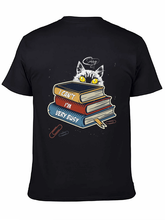 Busy Cat Graphic T-Shirt - Book Lover Tee