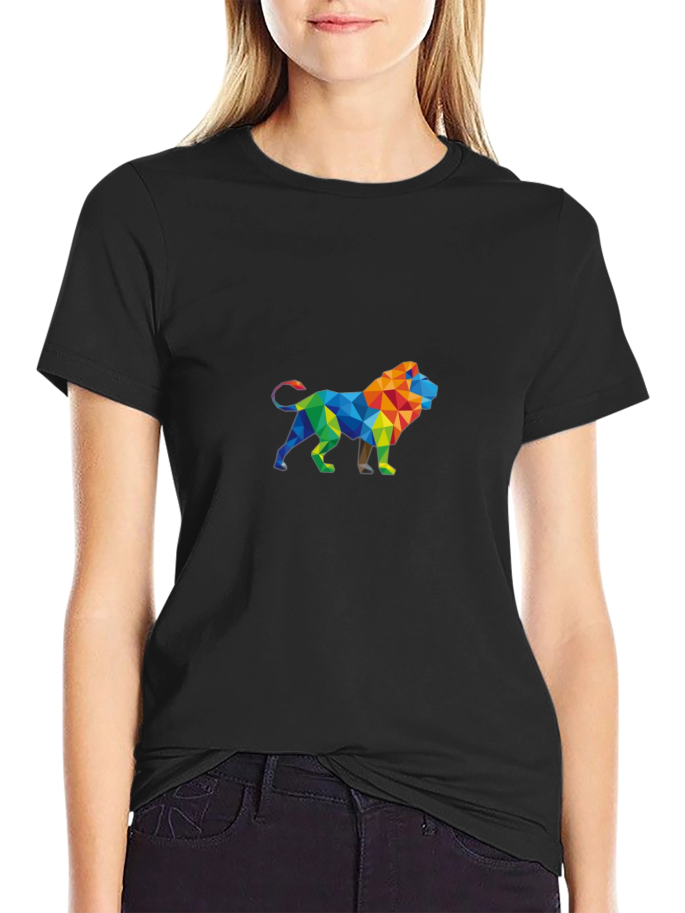 Geometric Lion Graphic Tee - Modern Style
