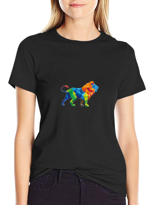 Geometric Lion Graphic Tee - Modern Style