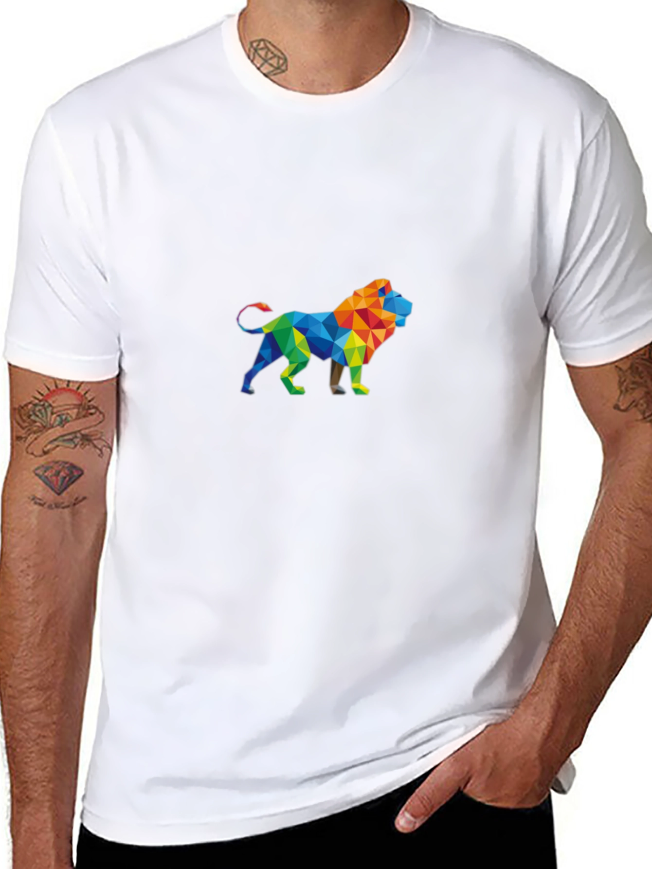 Geometric Lion Graphic Tee - Modern Style