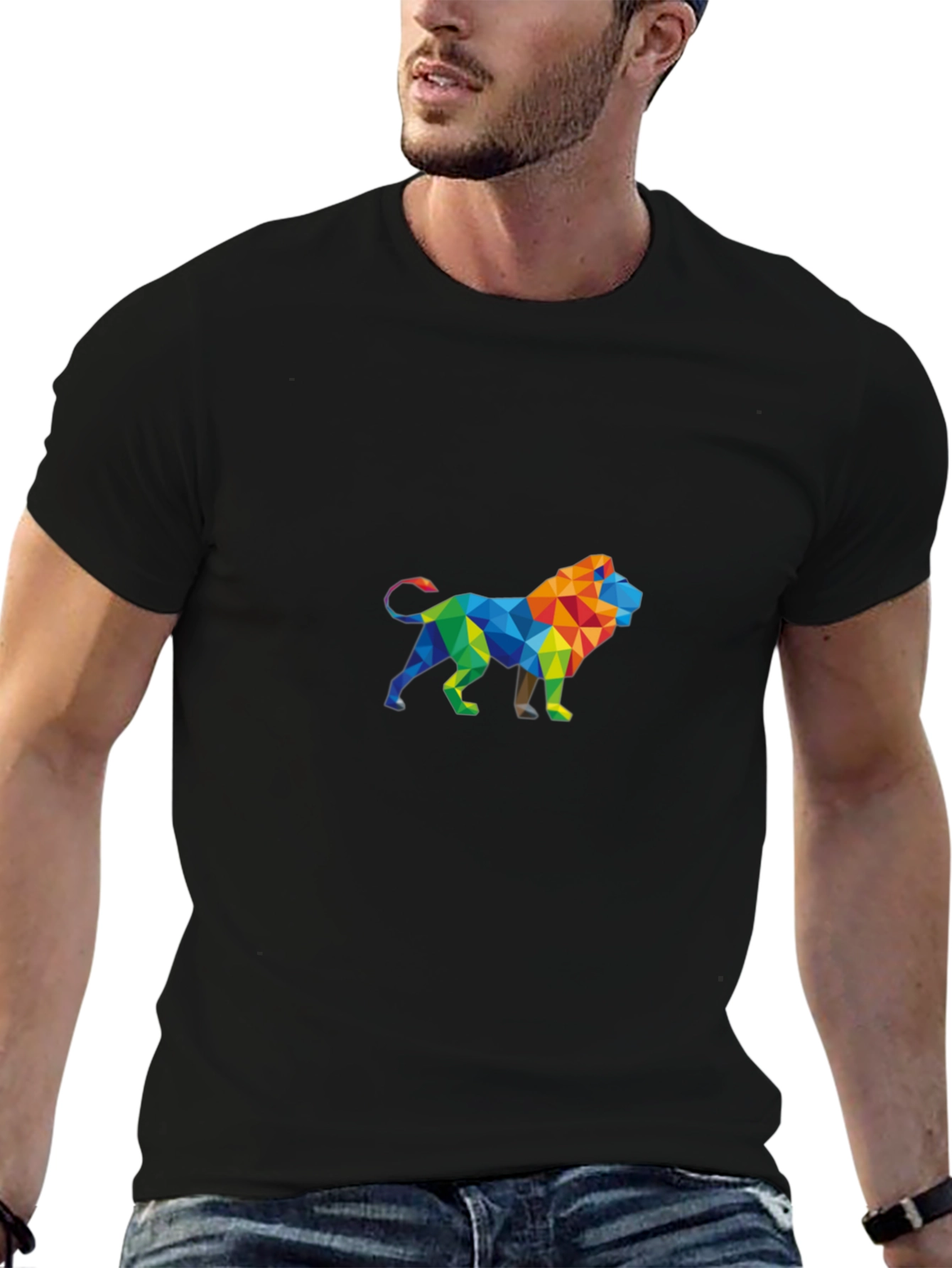 Geometric Lion Graphic Tee - Modern Style