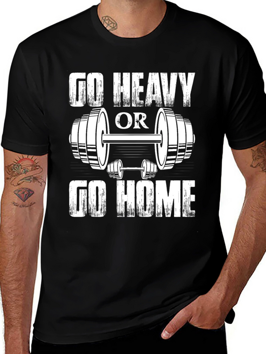 Go Heavy or Go Home Black Graphic T-Shirt