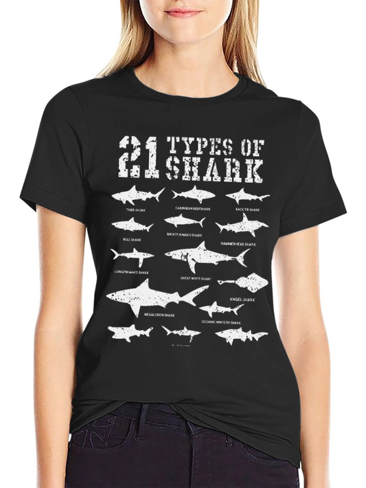 21 Types of Shark Graphic T-Shirt - Marine Biology Tee