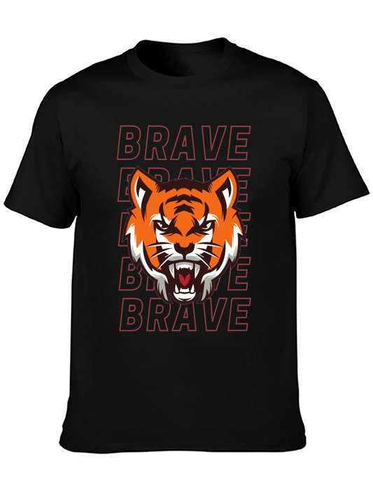 Brave Tiger Graphic Tee - Black