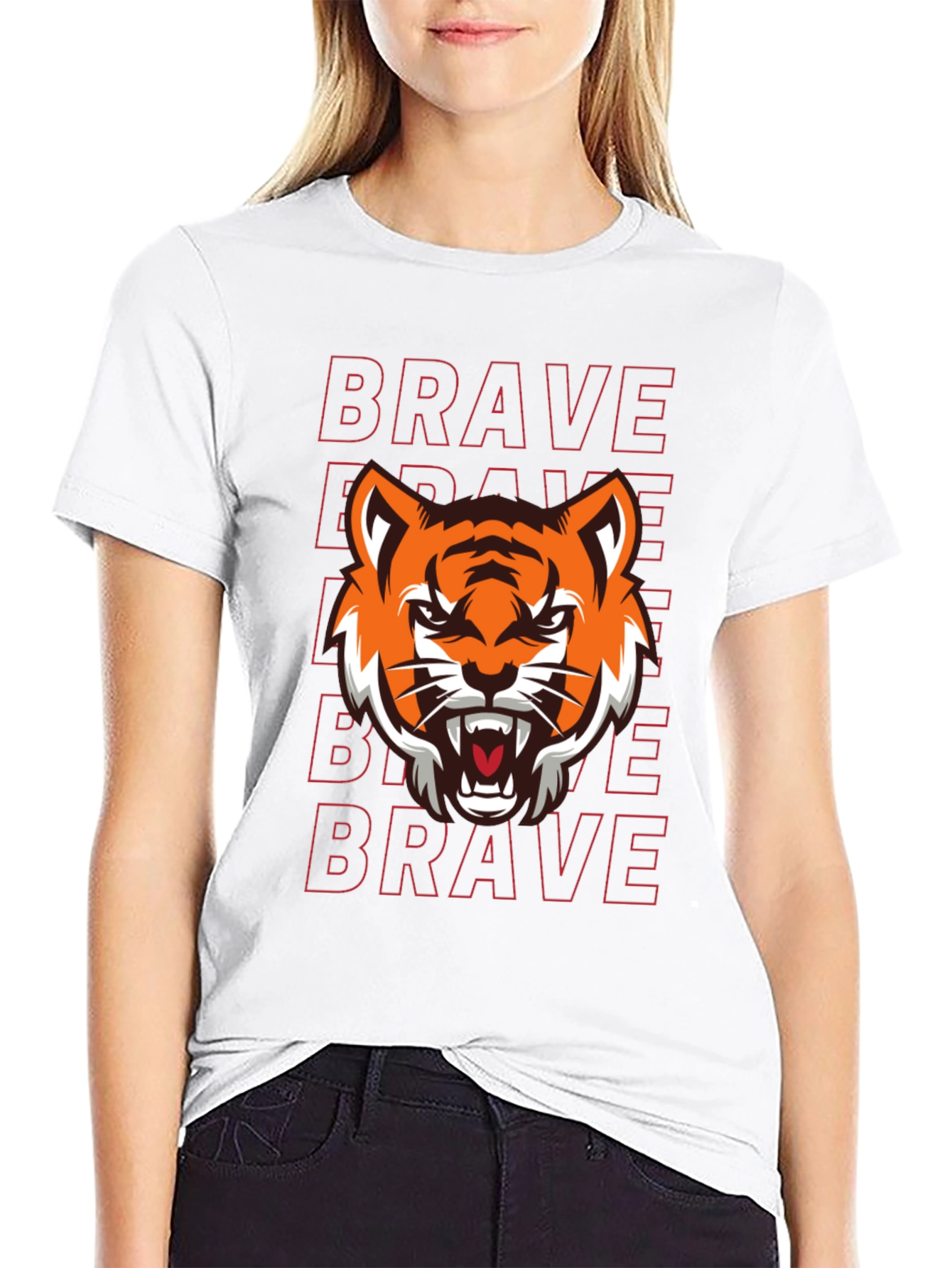 Brave Tiger Graphic Tee - Black