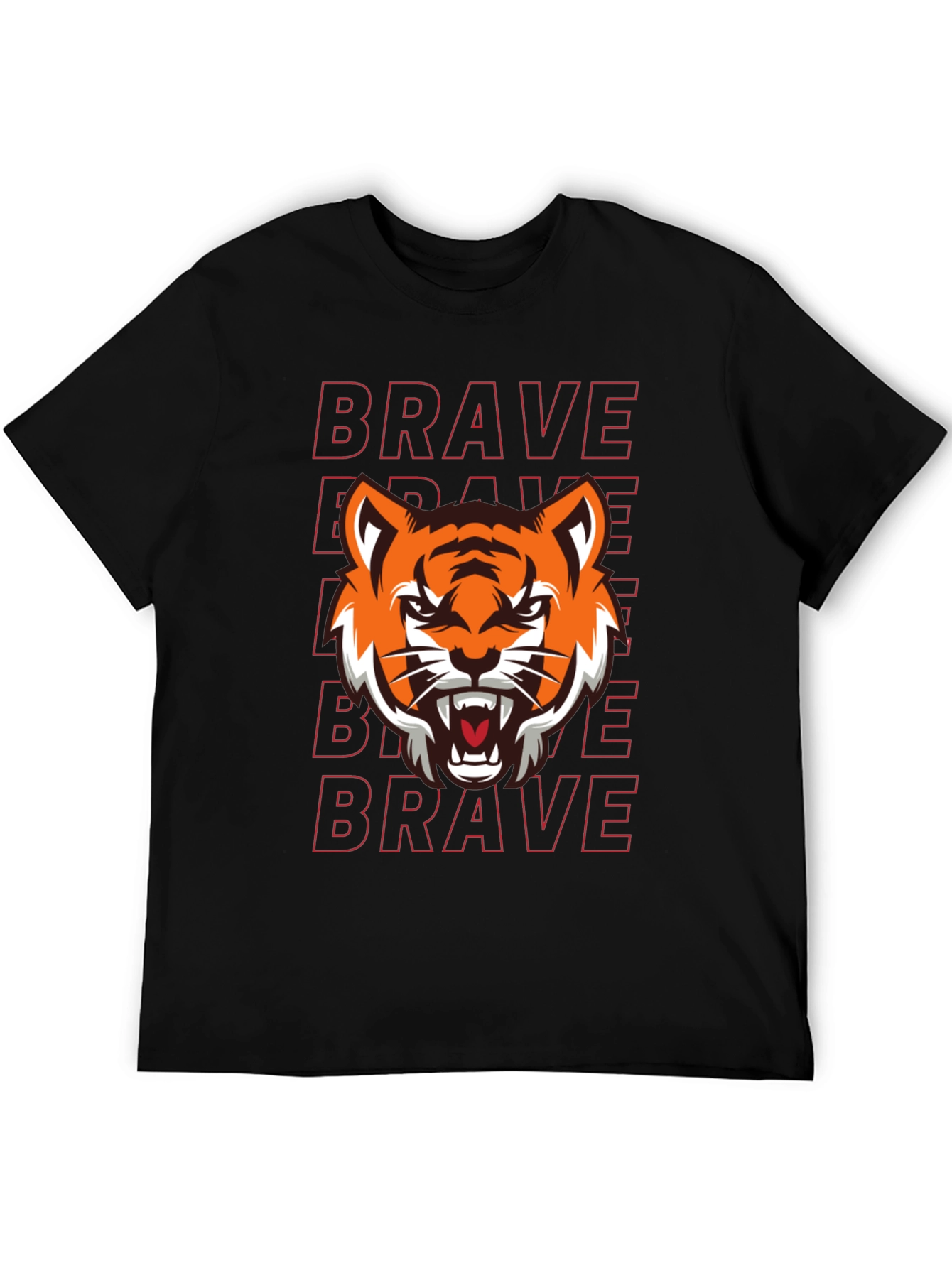 Brave Tiger Graphic Tee - Black