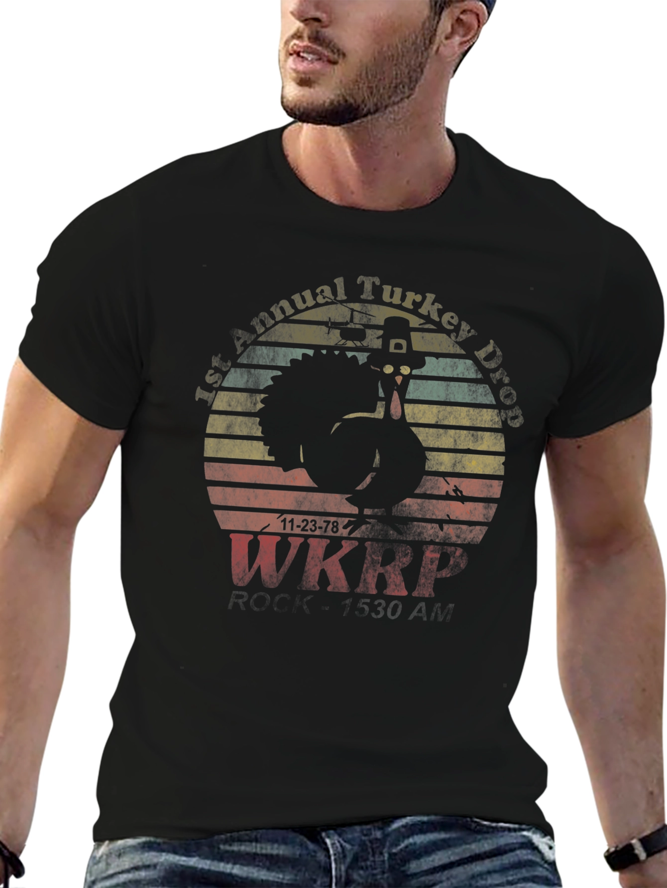 Retro Turkey Drop T-Shirt - WKRP Thanksgiving
