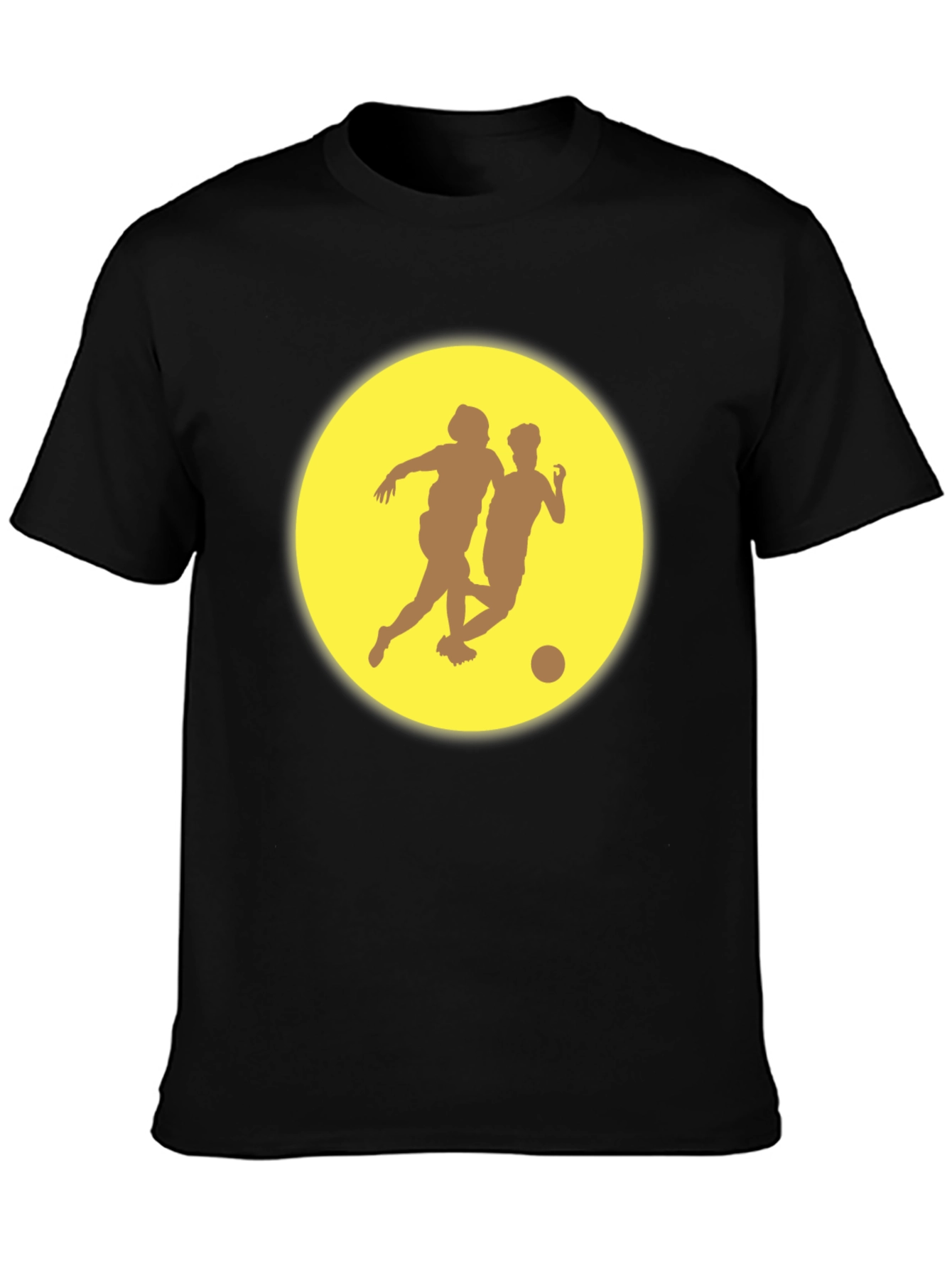 Soccer Players Graphic Tee - Black Casual T-Shirt