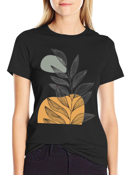 Abstract Plant Graphic Tee - Modern Casual Style