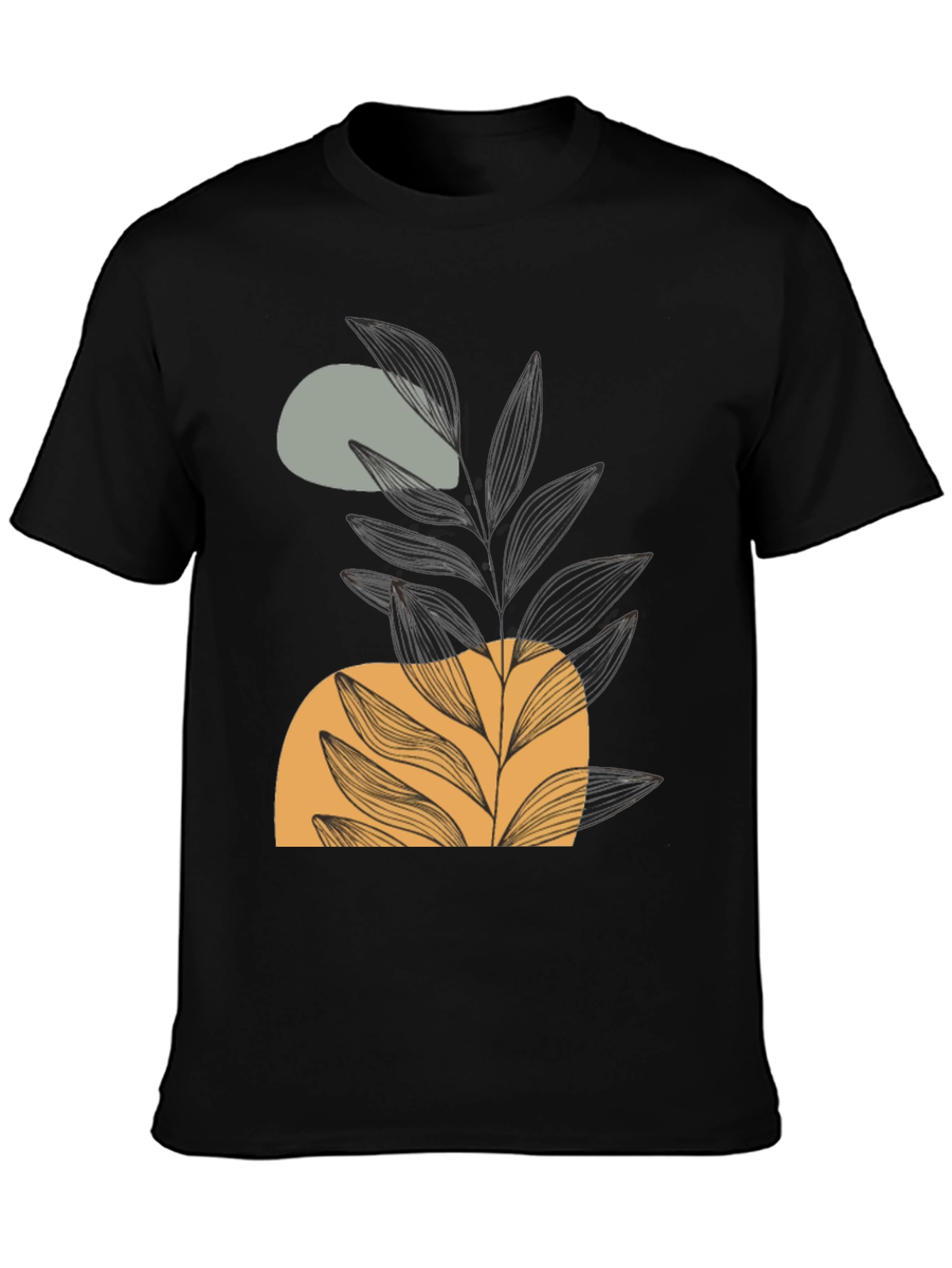 Abstract Plant Graphic Tee - Modern Casual Style