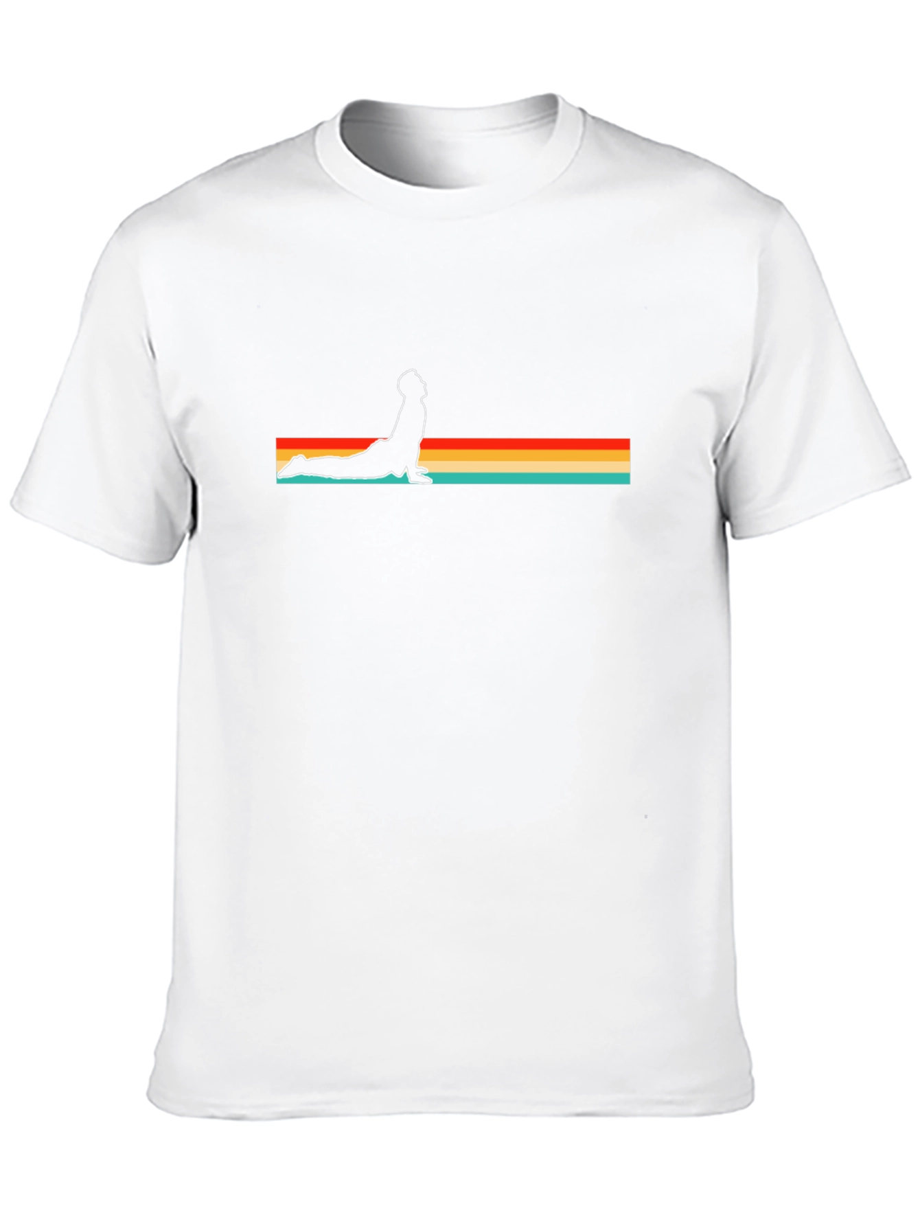 Retro Yoga Pose Graphic Tee - Black Cotton Blend
