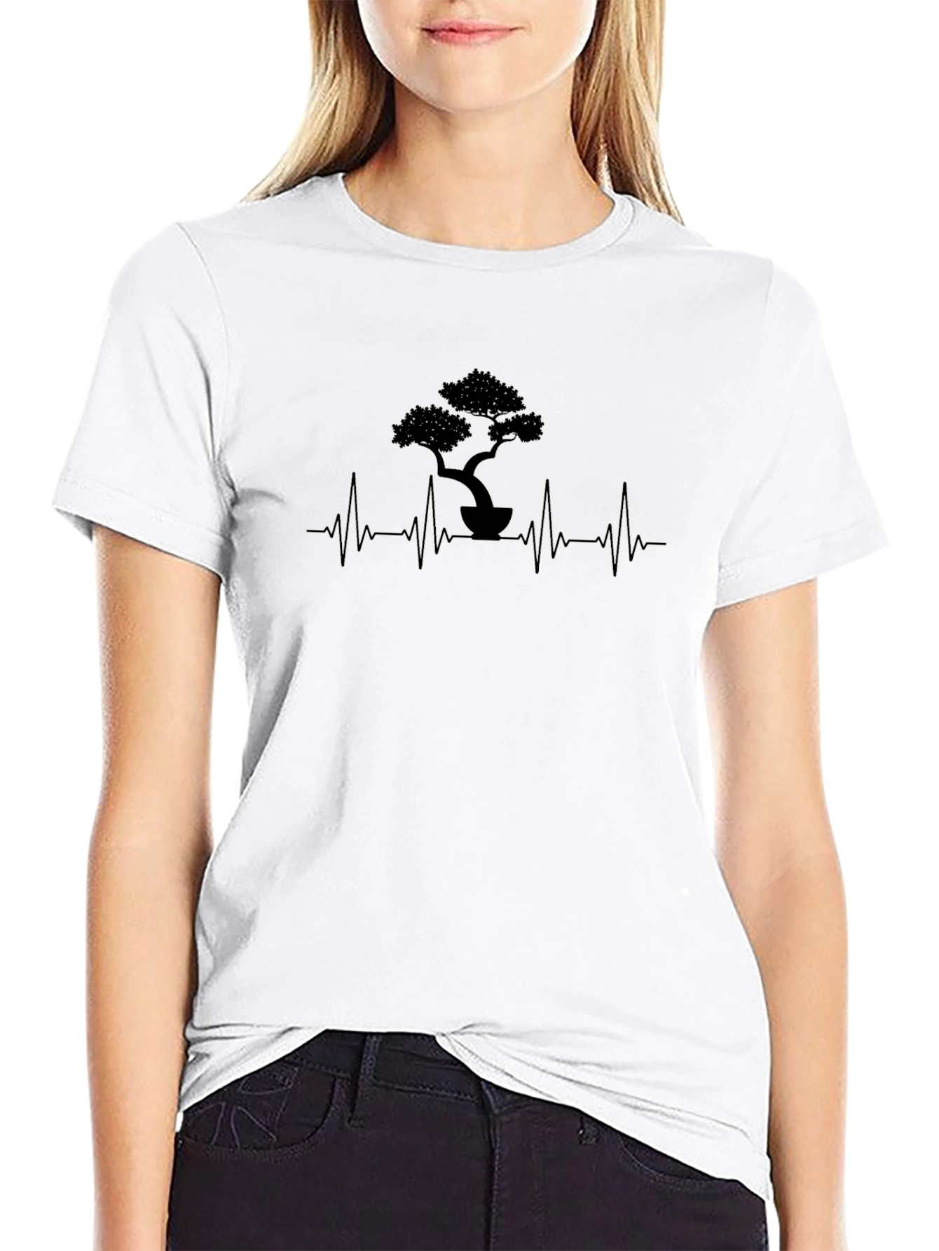 Bonsai Tree Heartbeat Graphic Tee - Mens Black T-Shirt