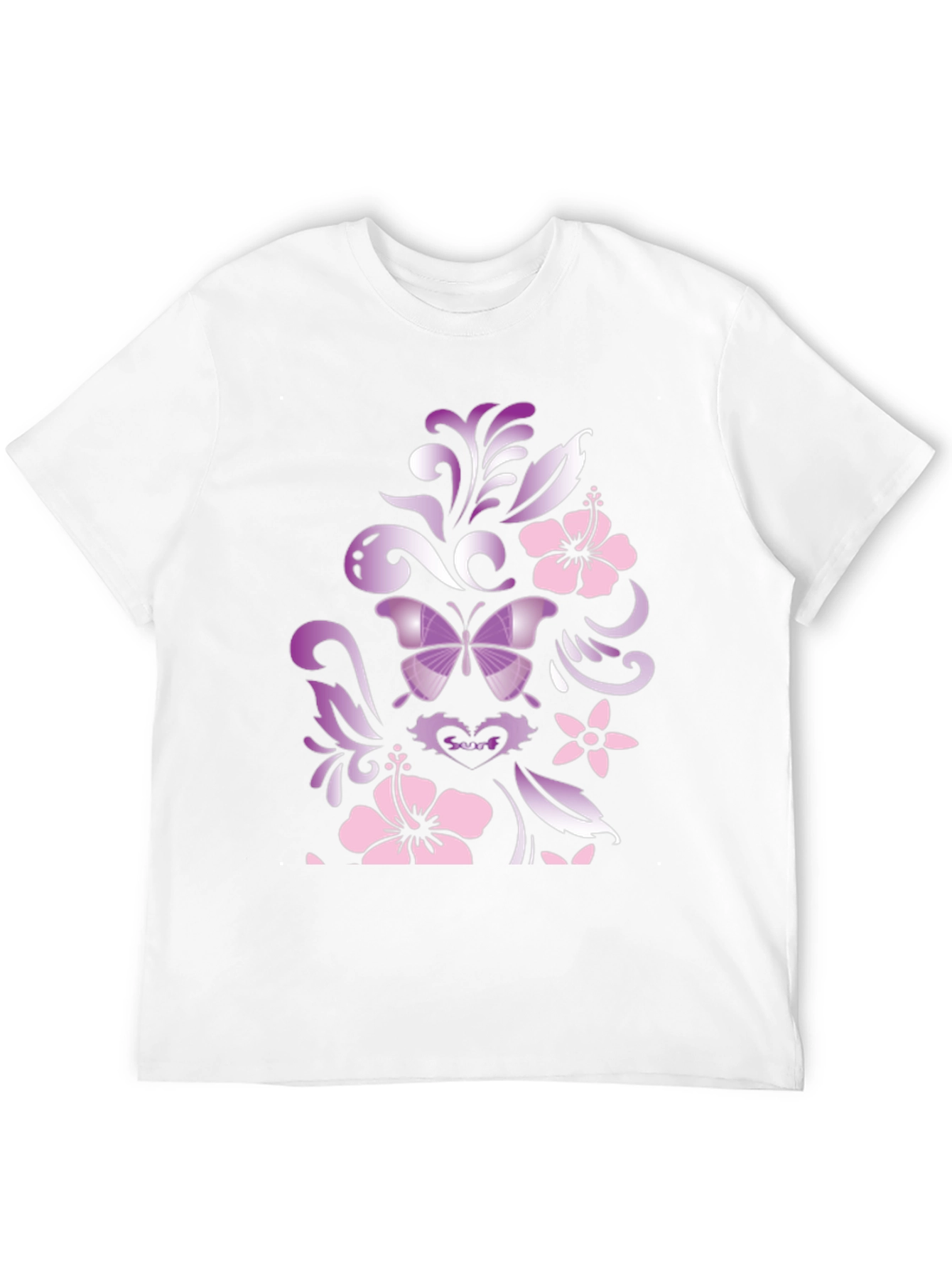 Butterfly Hibiscus Graphic Black T-Shirt