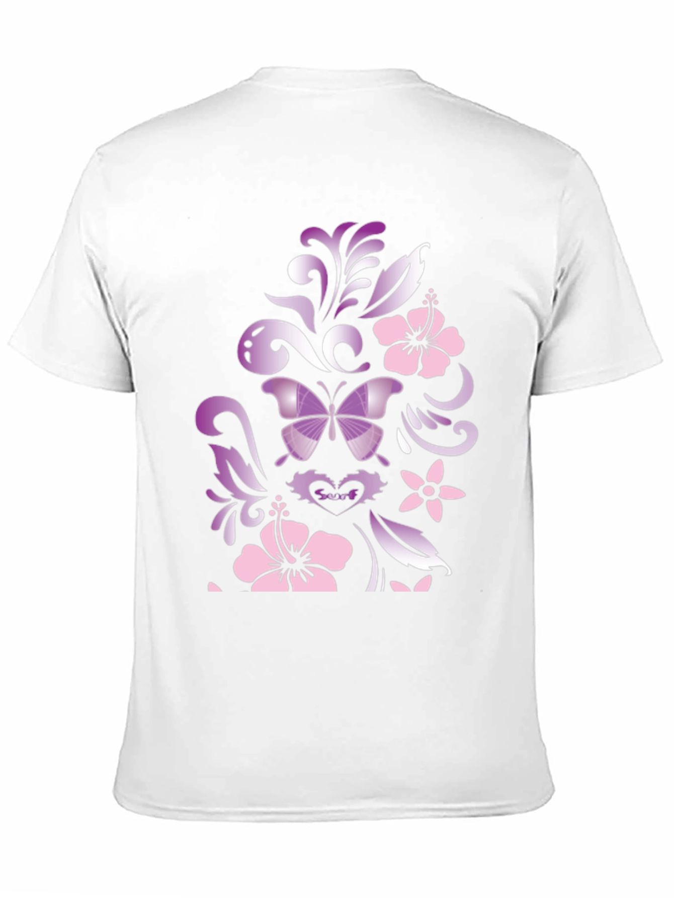 Butterfly Hibiscus Graphic Black T-Shirt
