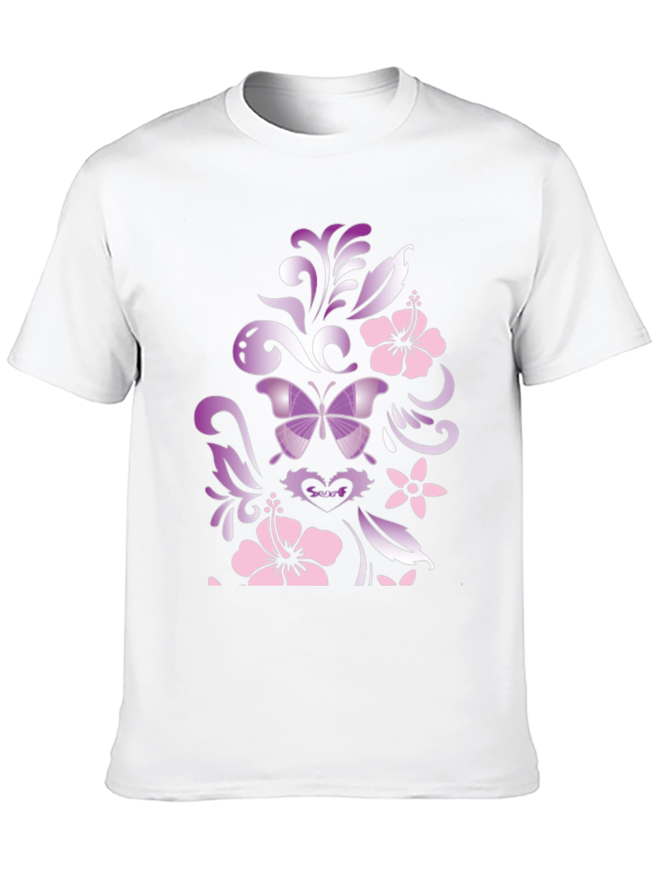 Butterfly Hibiscus Graphic Black T-Shirt