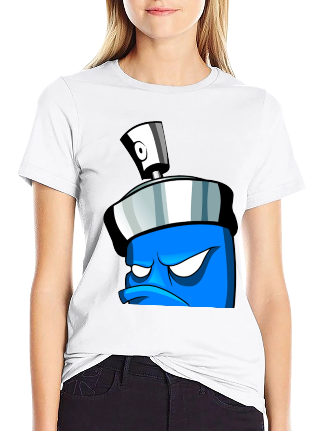 Angry Spray Can Graphic Tee - Black