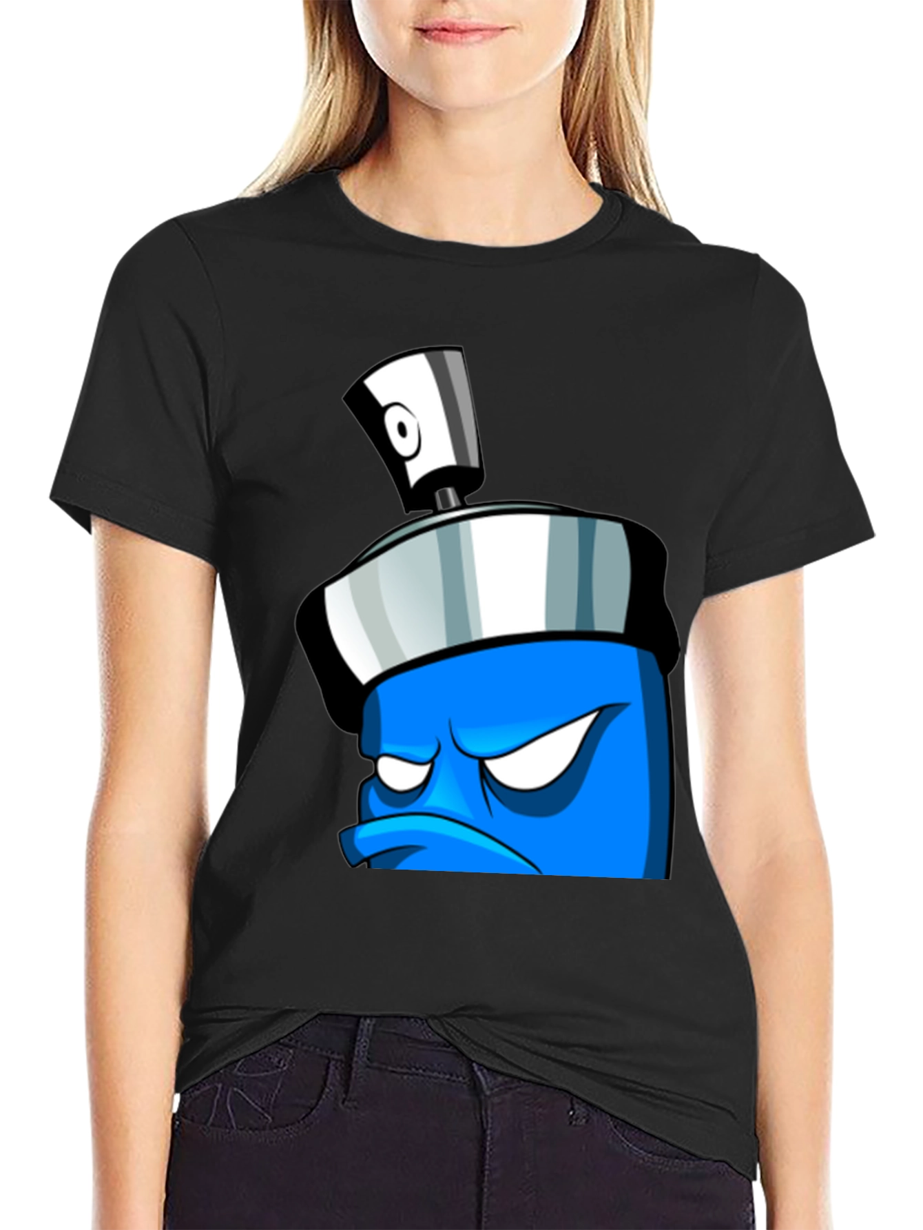 Angry Spray Can Graphic Tee - Black