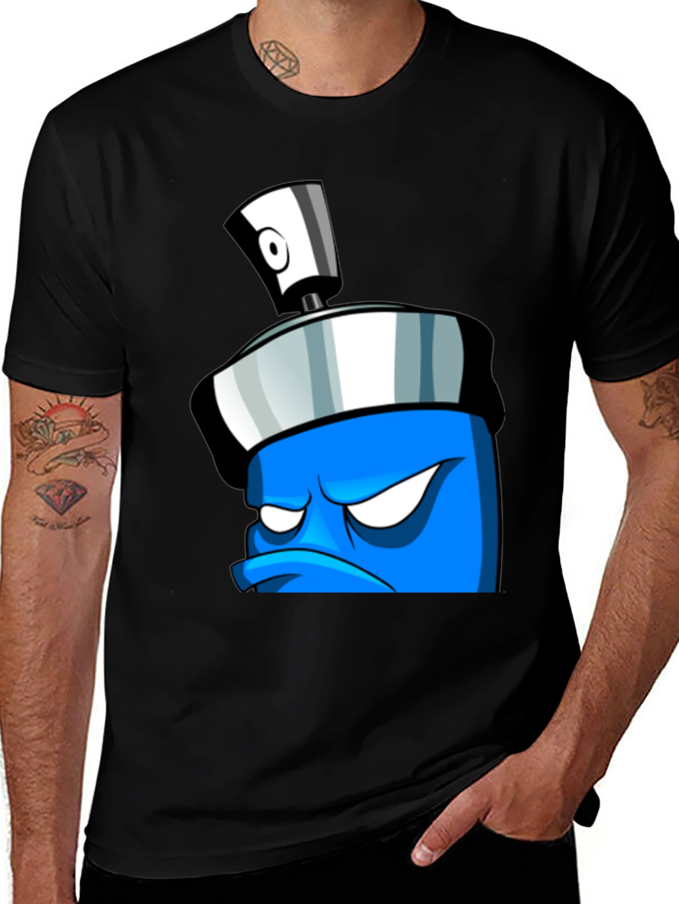 Angry Spray Can Graphic Tee - Black
