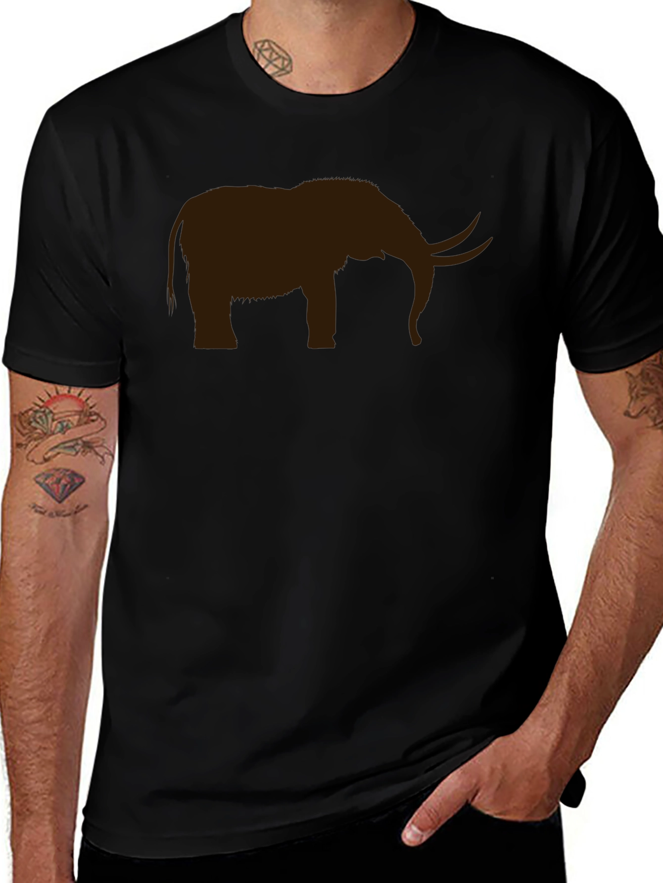 Elephant Silhouette Black T-Shirt