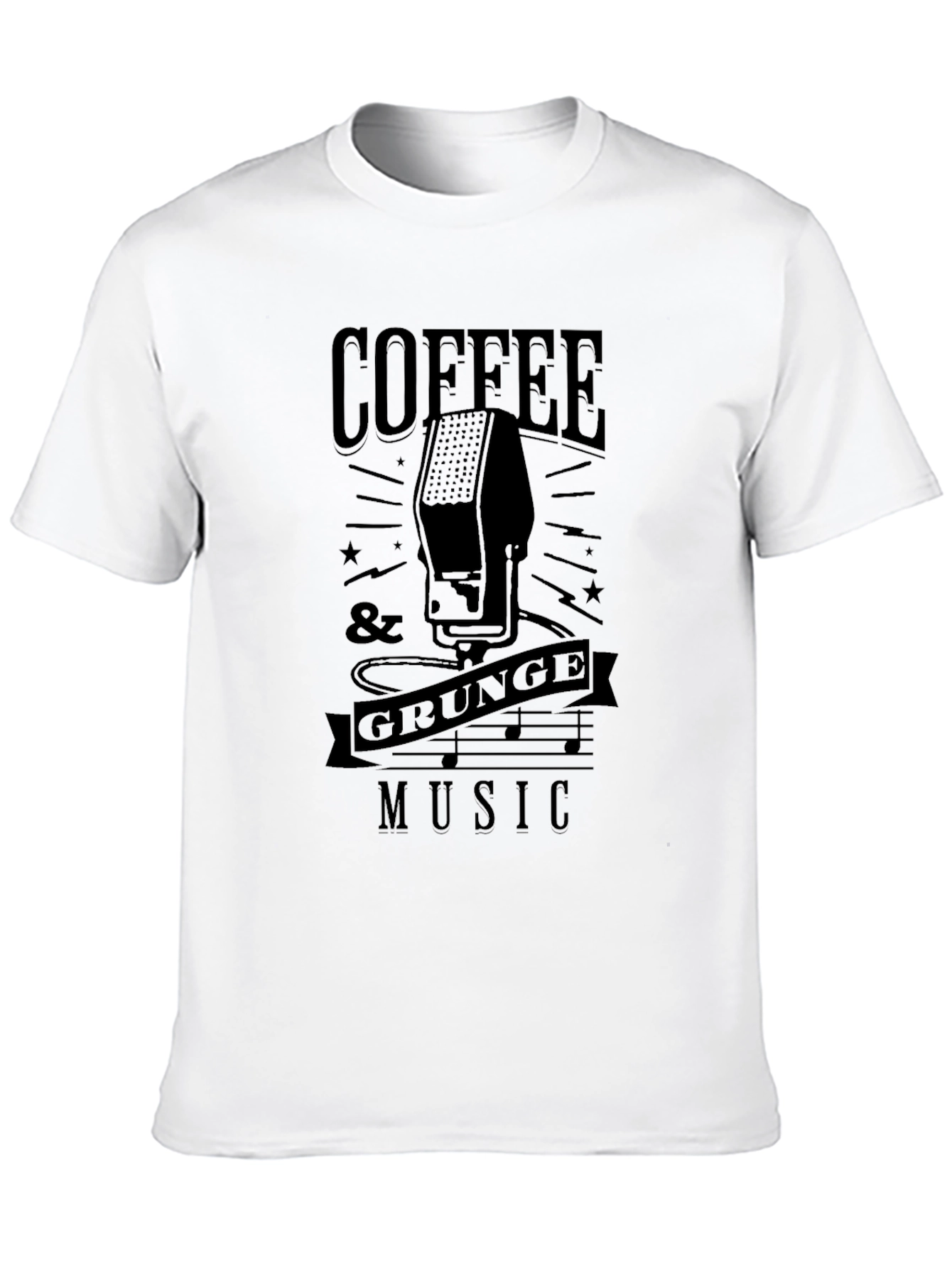 Coffee & Grunge Music Black Graphic T-Shirt
