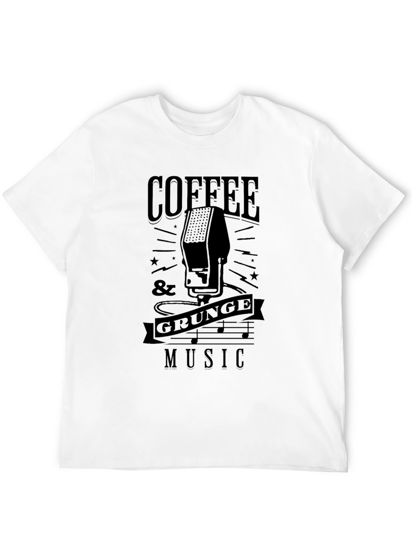 Coffee & Grunge Music Black Graphic T-Shirt