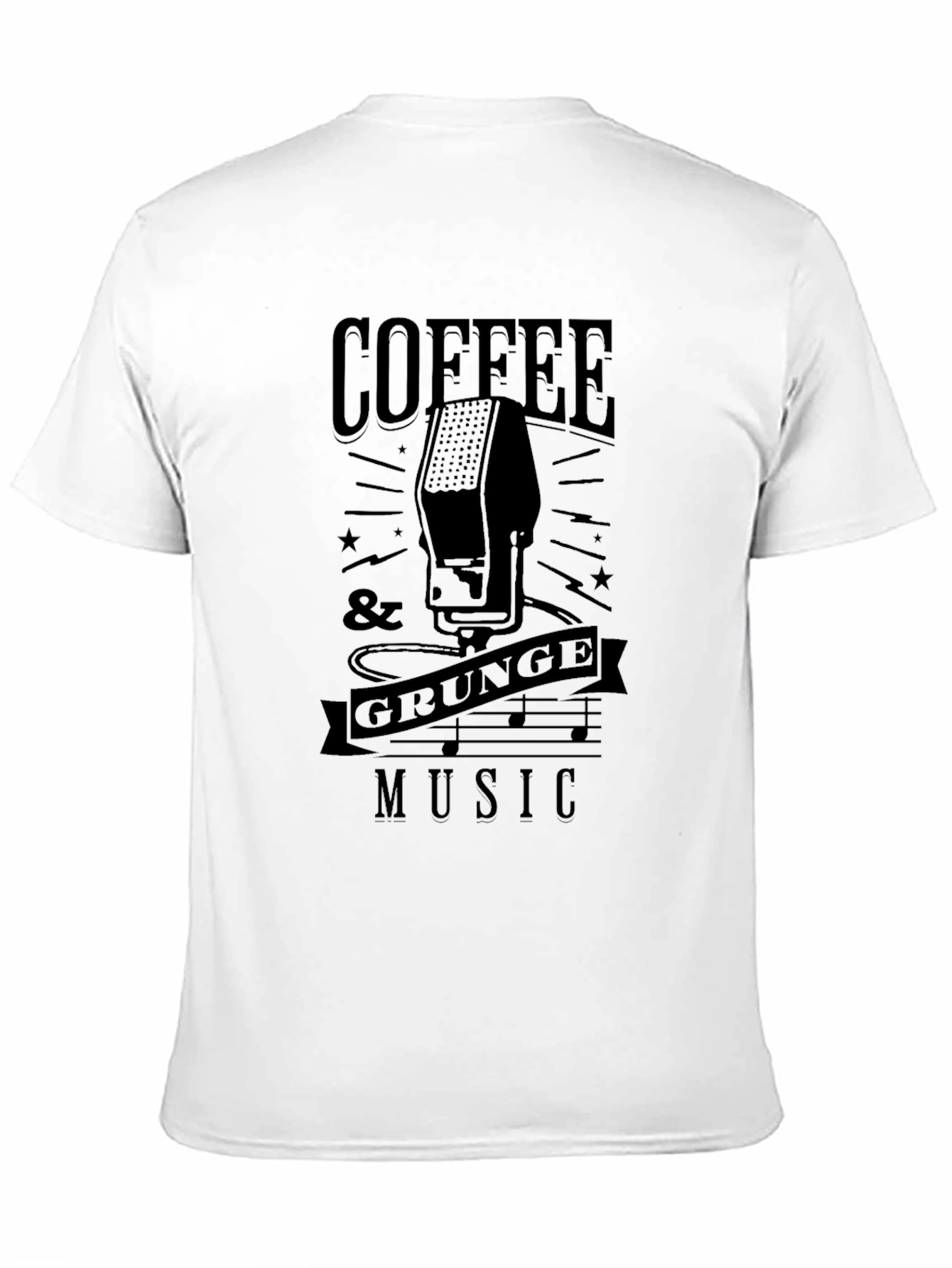 Coffee & Grunge Music Black Graphic T-Shirt