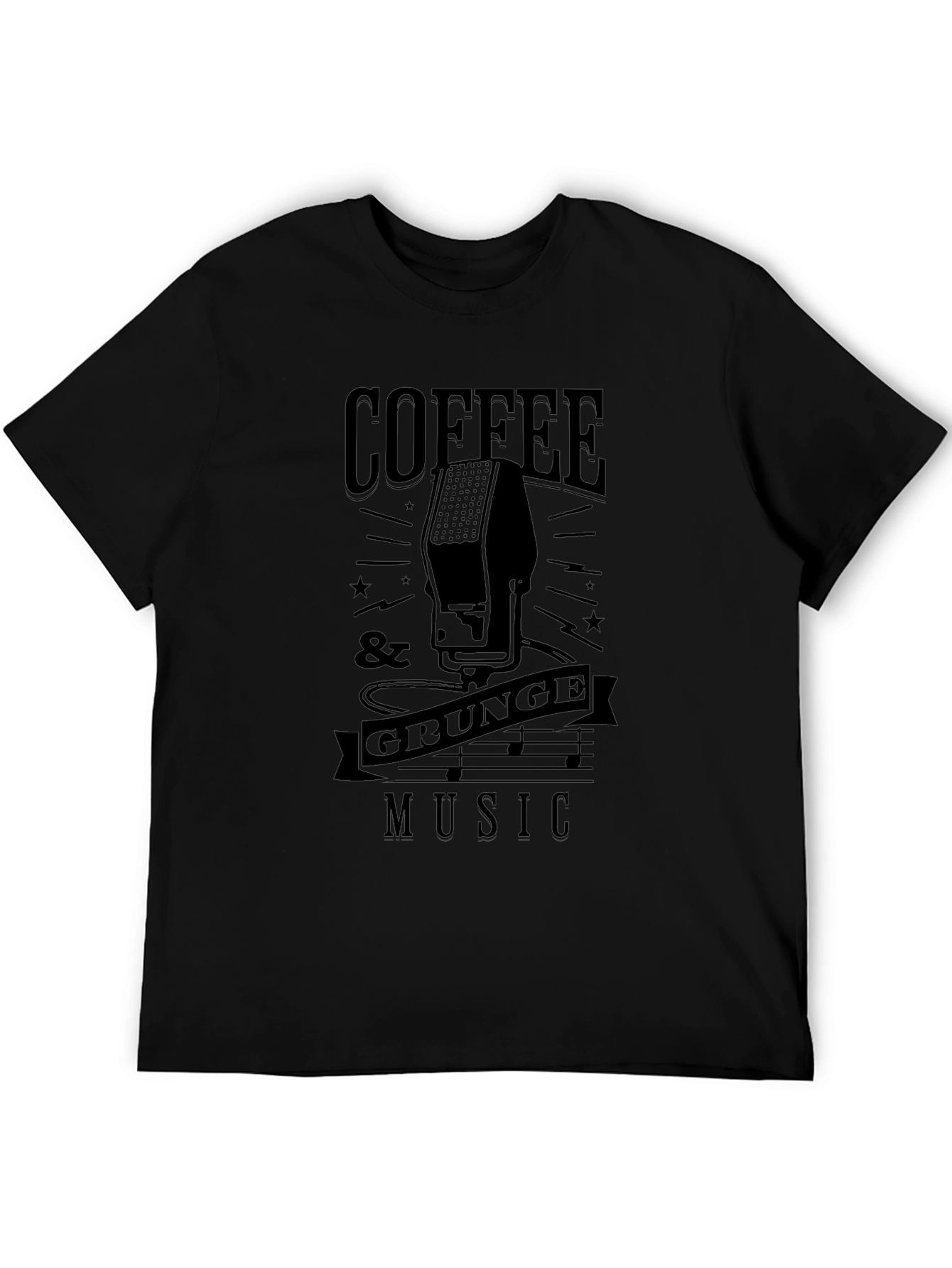 Coffee & Grunge Music Black Graphic T-Shirt